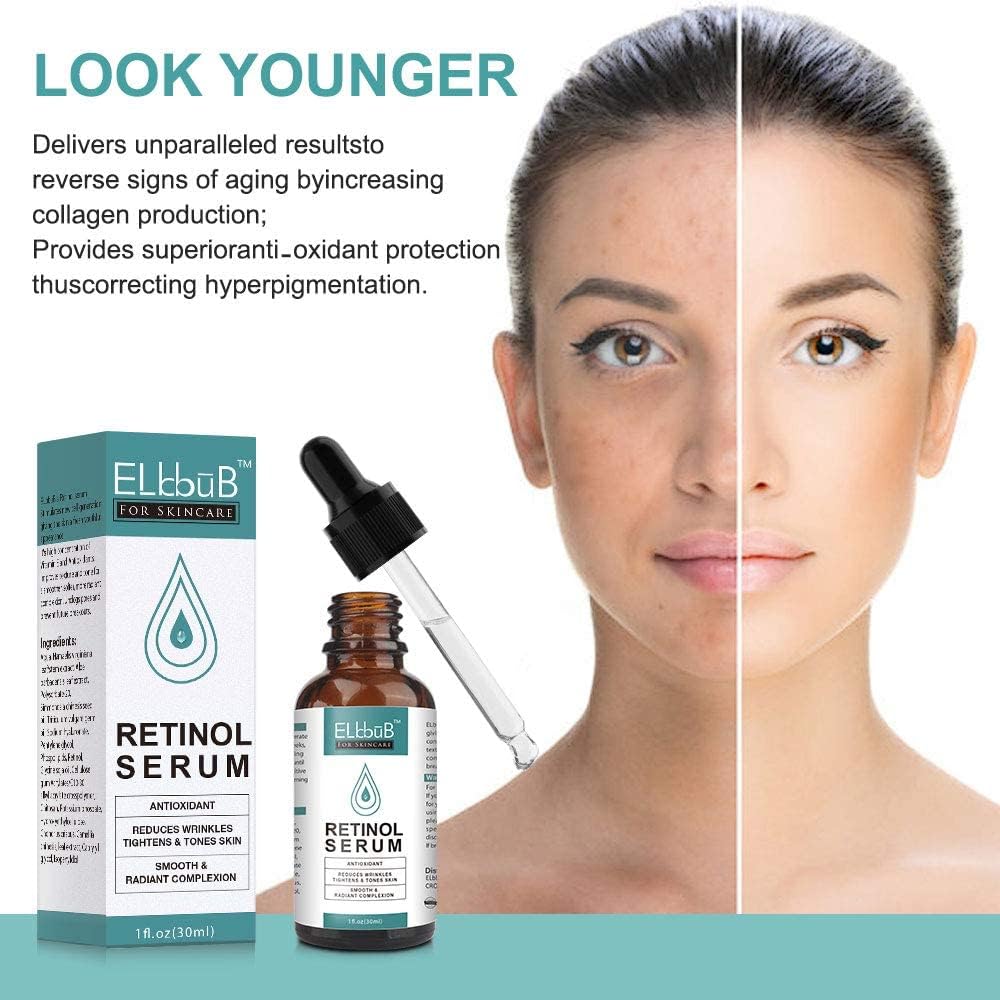 ELBBUB Retinol Serum Retinol Liposome Delivery System Anti Wrinkle Firming Serum with Vitamin C & Vegan Hyaluronic Acid for Face Cleavage and Body