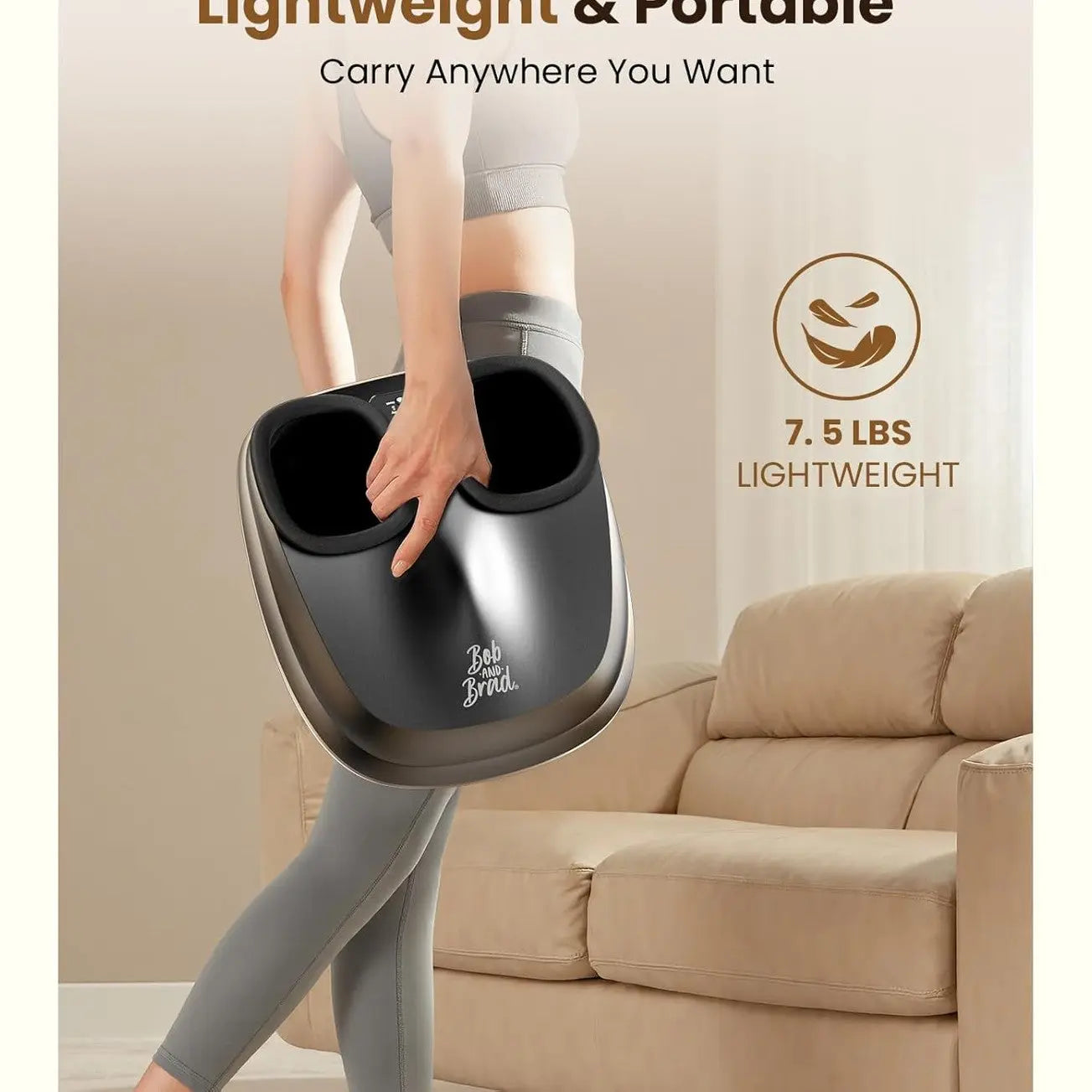 Bob and Brad Lite Foot Massager with Heat, Shiatsu Feet Massager for Plantar Fasciitis and Relieve Pain, Electric Foot Massager Deep Kneading, Compression - Remote Control, Gifts for Valentines