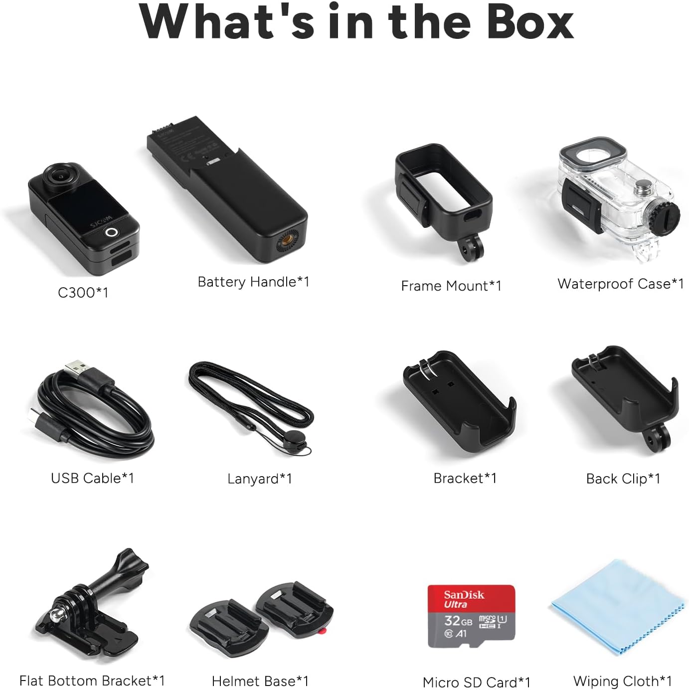 SJCAM C300 Pocket Vlog Camera Action Cam 4K, 7-Hour Battery Life, 6-Axis Stabilization, Dual Touch Screen Body Camera, 30 Metres Waterproof, for Vlogging and YouTube Live Streaming