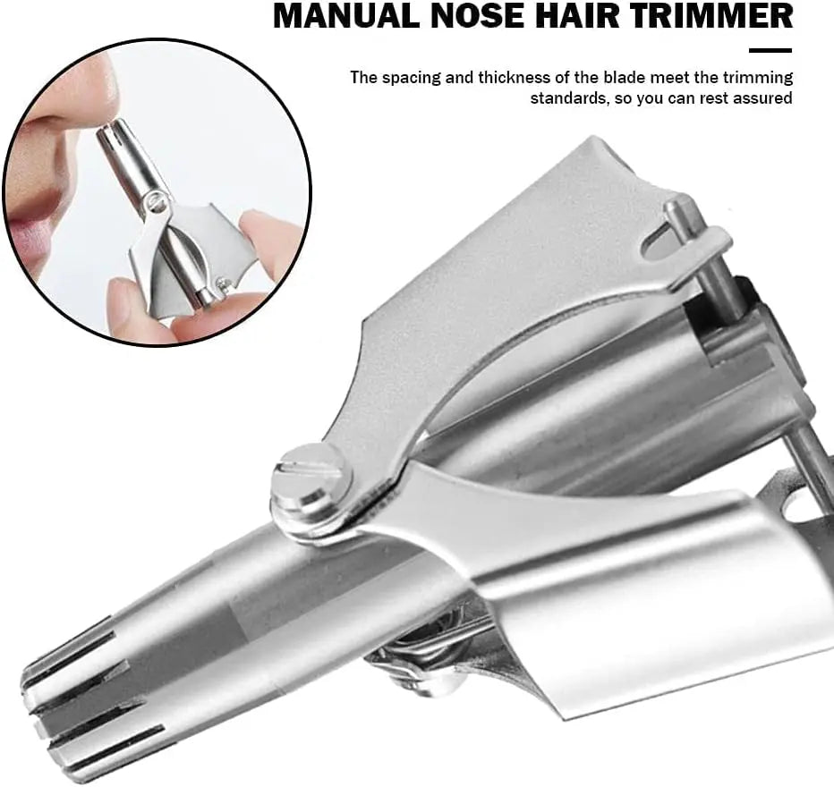 JMC Manual Nose & Ear Hair Clipper Trimmer for Men & Women - Stainless Steel Painless Nose Hair Trimmer with Storage Case and Cleaning Brush for Travel User Friendly