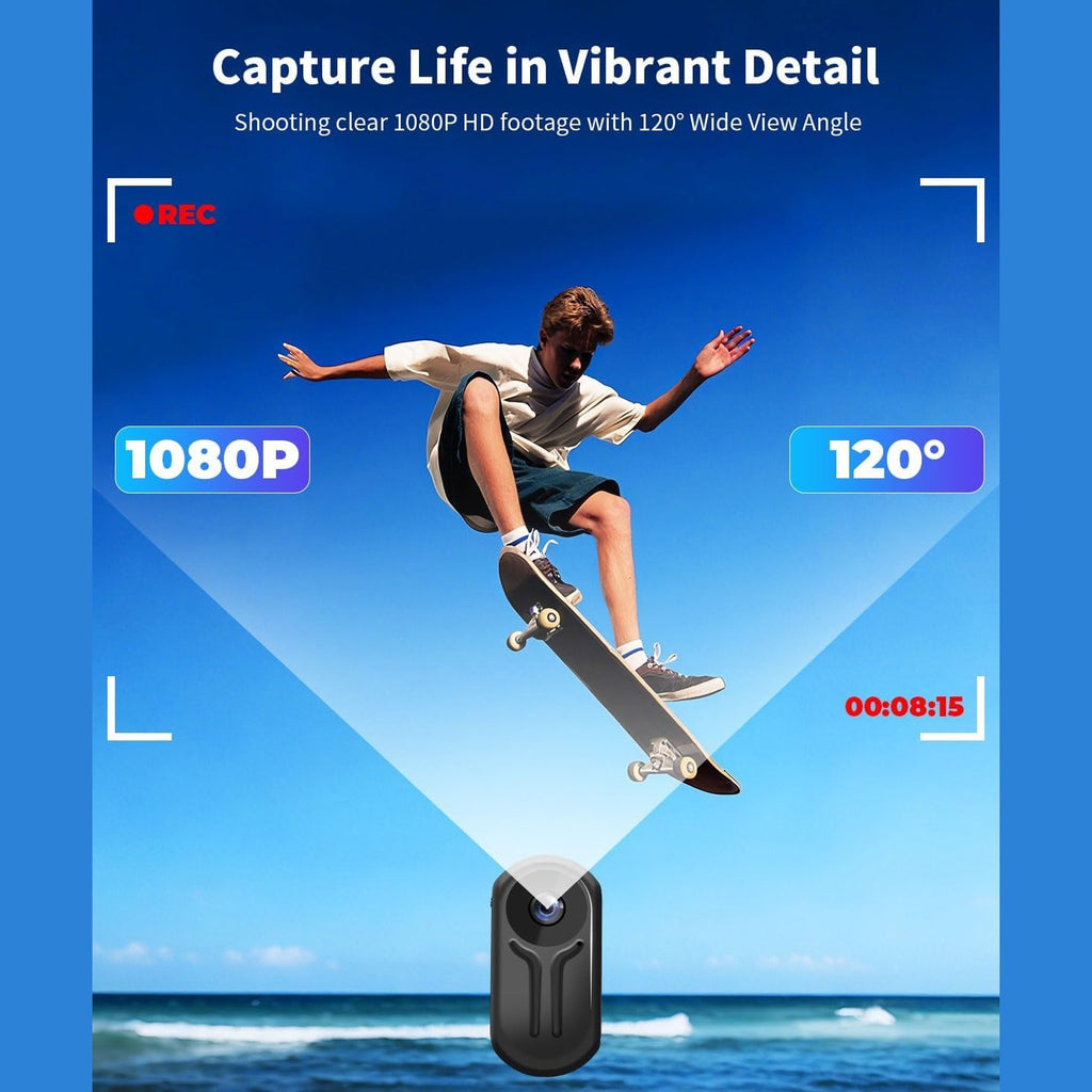 Nisanuki Mini Action Cam, 120° Action Camera Sports Camera with Screen, 1080P HD Body Cam Magnetic Camera with Night Vision Camcorder for Motorcycle Helmet Bike Inch Vlog