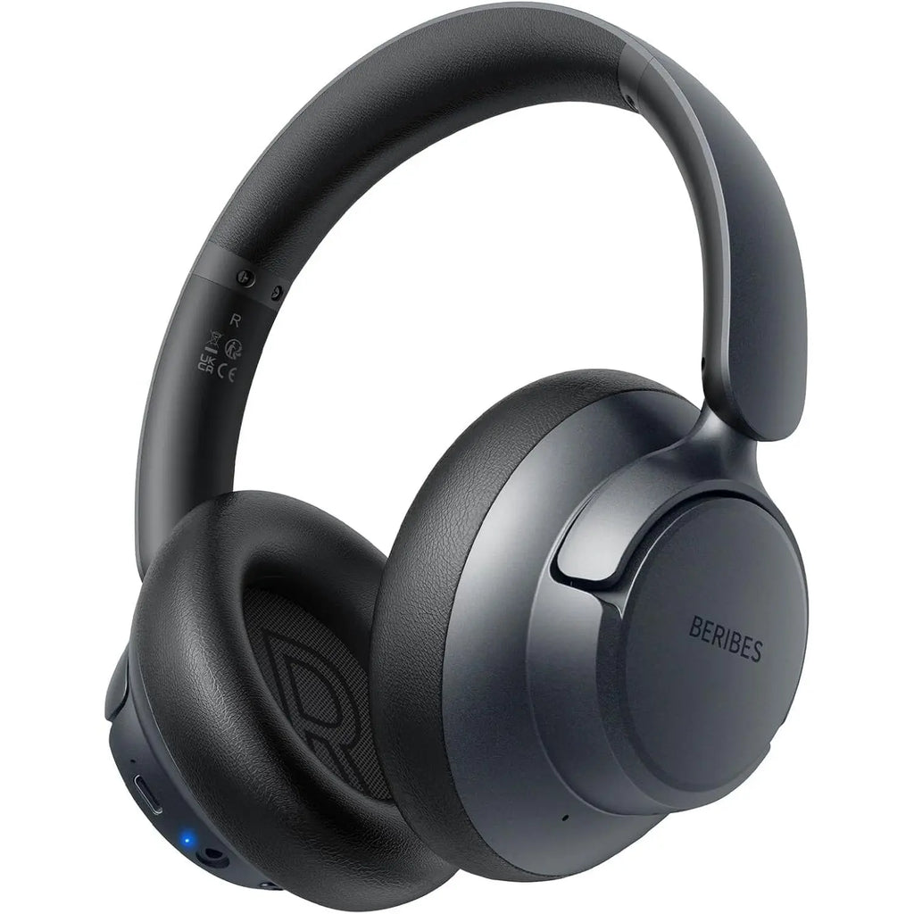 BERIBES Active Noise Cancelling Headphones, Headphones Wireless over ear with Microphone, 70H Playtime, Foldable Bluetooth Headphones with HiFi Audio, Deep Bass for Office, Travel, Gym