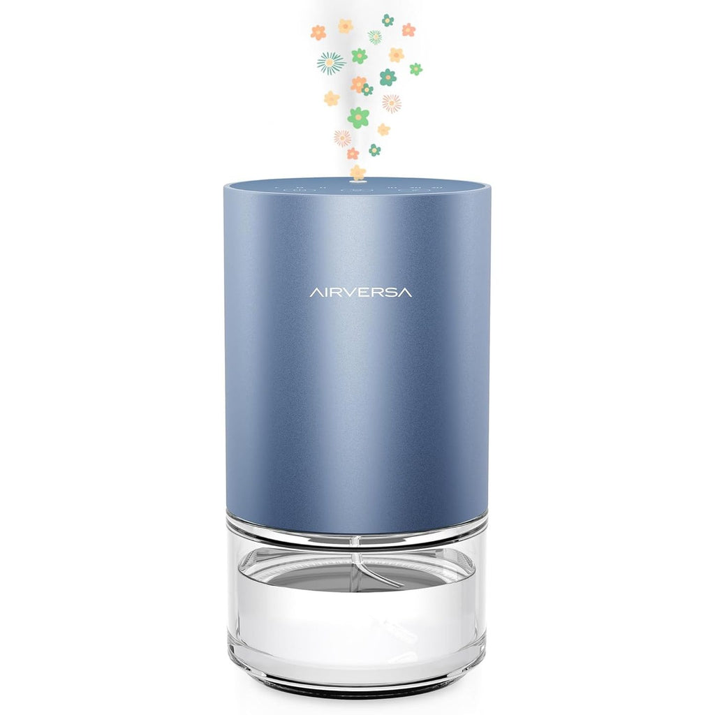 Airversa Essential Oil Diffuser Waterless Aromatherapy Diffusers for Home Large Room, Bedroom, Car, Office, Desk, Battery Operated, Small Diffuser for Pure Scent, 100ml Capacity, AN9 (Ice Blue)