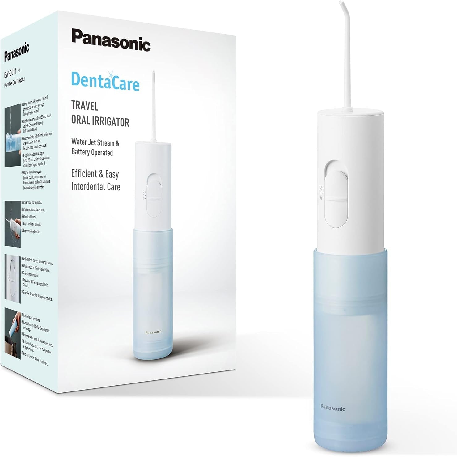 Panasonic EW-DJ11-A503 Oral Irrigator, Easy to Use with 2 Water Pressure Settings, Compact and Portable