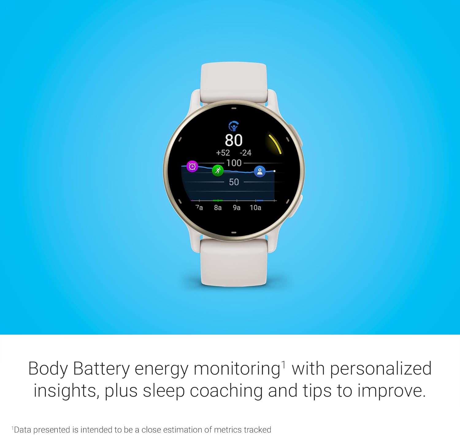 Garmin Vivoactive 5 Gold GPS Heart Rate Monitor with Silicone Band Ivory