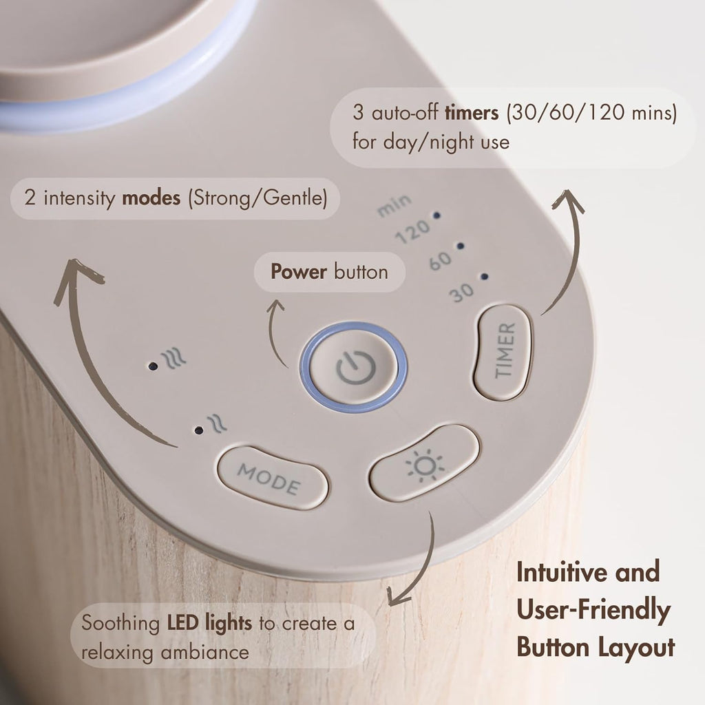 ZMARKRAFT® Waterless Essential Oil Diffuser w Solid Wood Cover 2 Timers 3 Mist Modes, Auto-Off Quiet Dual Fluid Aroma Diffuser, Portable Waterless Scent Diffuser w Lights, Room Decor Aromatherapy Gift