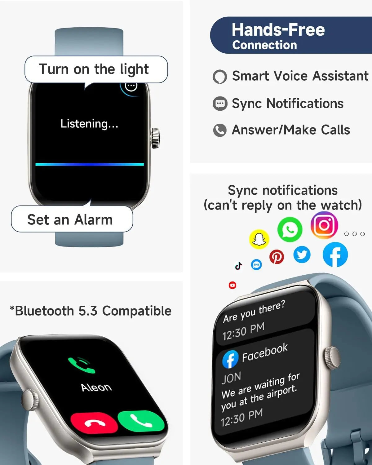 TOOBUR Smart Watch for Women Alexa Built-in, 1.95" Fitness Watch with Answer/Make Calls, IP68 Waterproof/Heart Rate/Sleep Watch/100 Sport Modes, Smartwatch Compatible Android iOS
