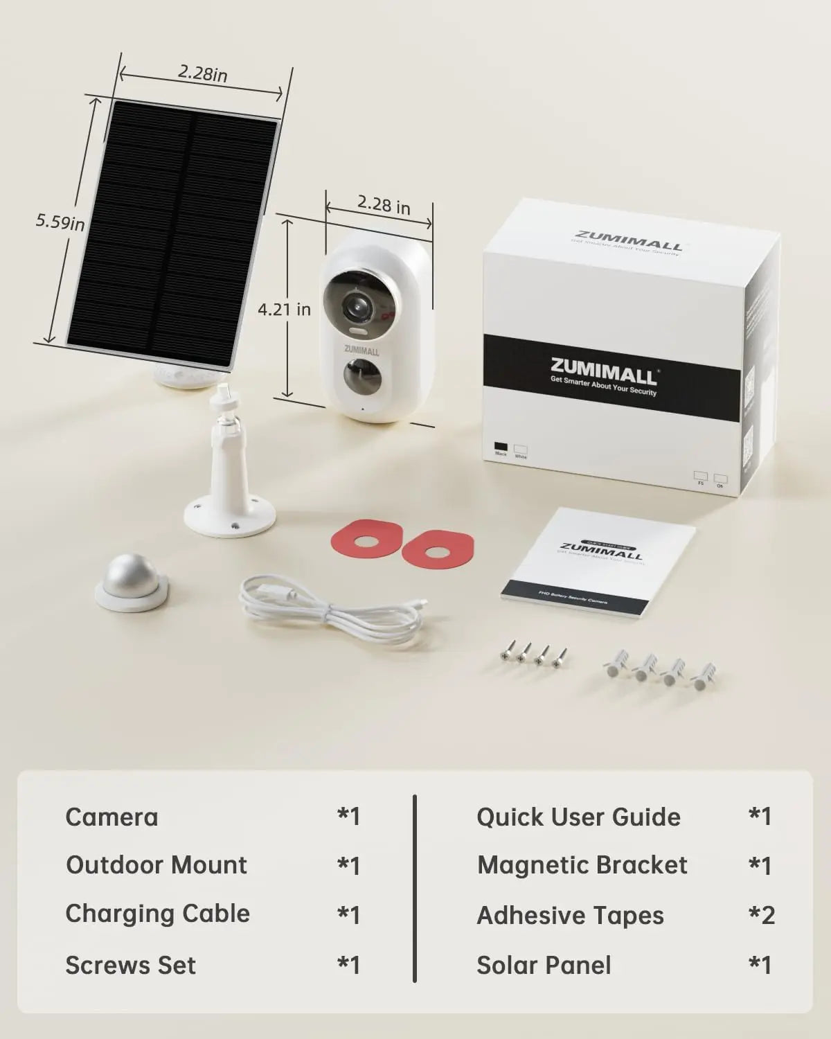 ZUMIMALL Solar Security Cameras Wireless Outdoor, 2K Outdoor Camera Wireless Solar Powered, 2.4G WiFi Battery Camera, 3MP Color Night Vision, Magnetic Mount,Siren,PIR/AI Analyse, IP66, Cloud, Alexa