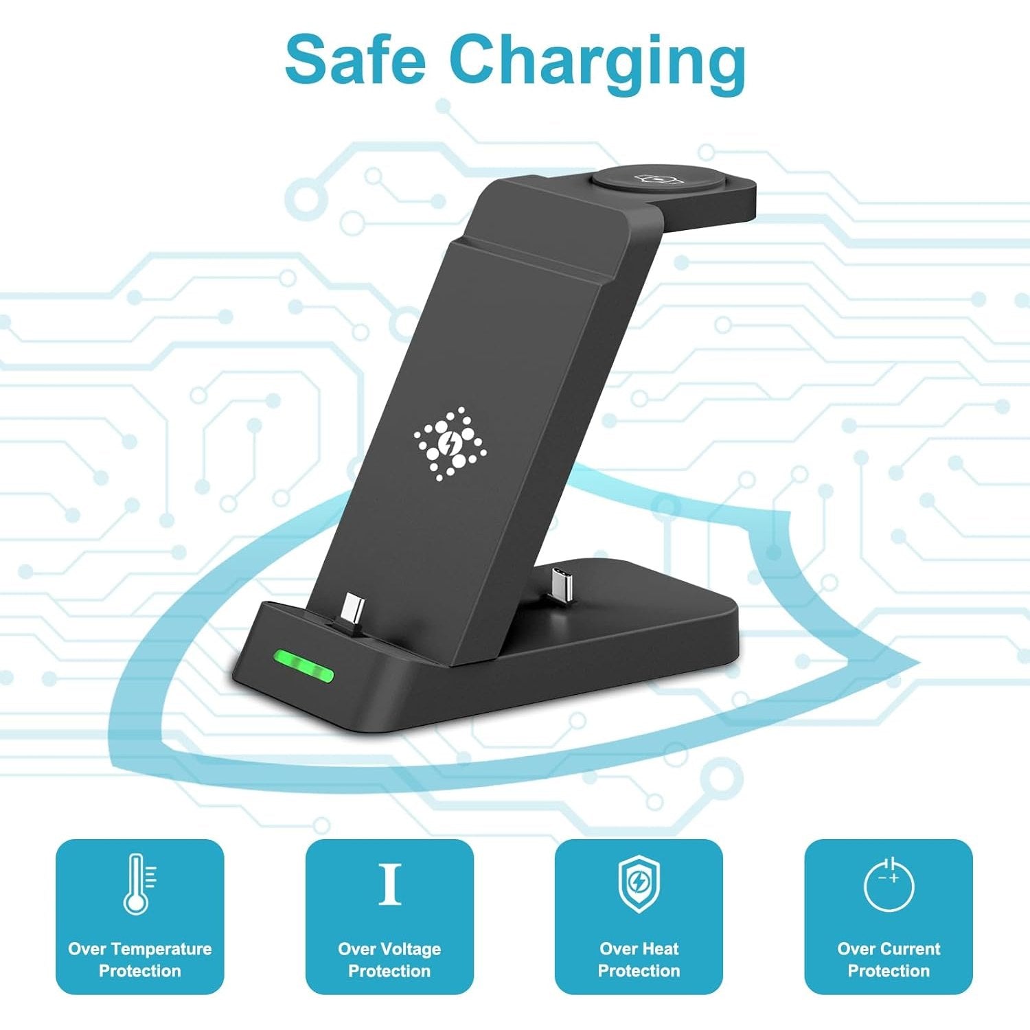3 in 1 Charging Station for Samsung Watch and Mobile Phone, Wireless Charger for Samsung Galaxy Watch Ultra 7 6 5 Pro 4 3 Active 2 Buds+, Inductive Charging Station Mobile Phone Charger for Samsung