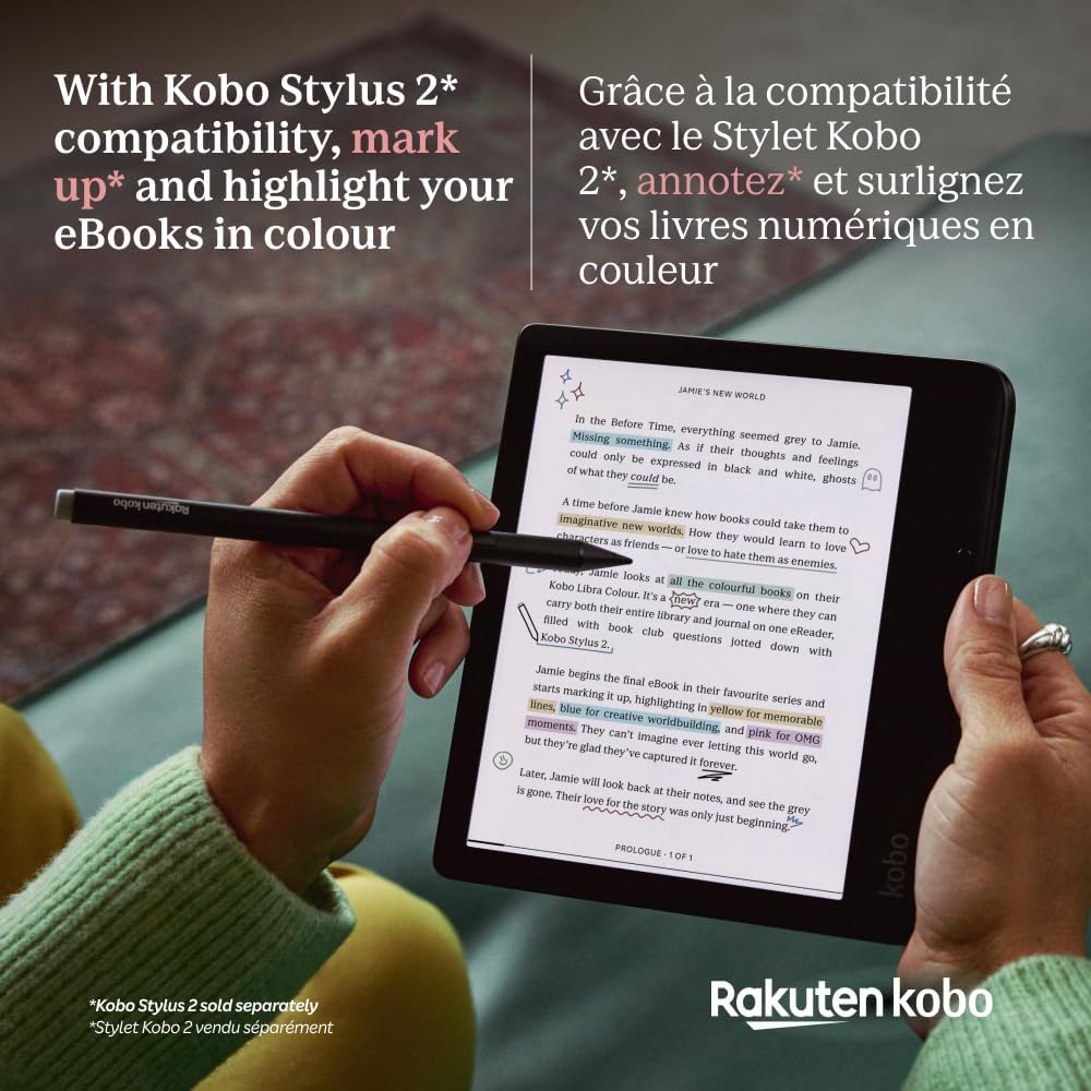 Kobo Libra Colour eReader | 7" E Ink Kaleido™ 3 Display | Adjustable Color Temperature and Brightness | Blue Light Reduction | eBooks and AudioBooks | 32GB Memory | Water Resistant | White