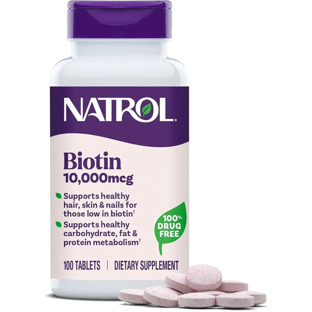 Natrol Beauty Biotin 10,000mcg Vitamins for Beauty, 100 Tablets, 100 Day Supply