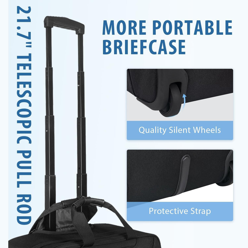 EMPSIGN Rolling Briefcase Laptop Bag,17.3" Computer bag with wheels, Water Repellent Travel Roller Underseat Bag with RFID Blocking Pocket,Rolling Work Bags for women/men -Black, Black, 11.8*5.1