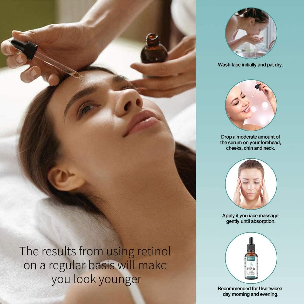 ELBBUB Retinol Serum Retinol Liposome Delivery System Anti Wrinkle Firming Serum with Vitamin C & Vegan Hyaluronic Acid for Face Cleavage and Body