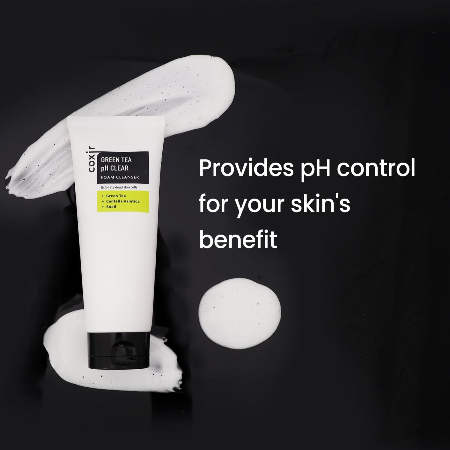 coxir GREENTEA PH CLEAR FOAM CLEANSER 5.07 Fl Oz l Low pH Formula Facial Washes with Gentle Exfoliating l deep cleanses pores and remove dead skin cells on skin