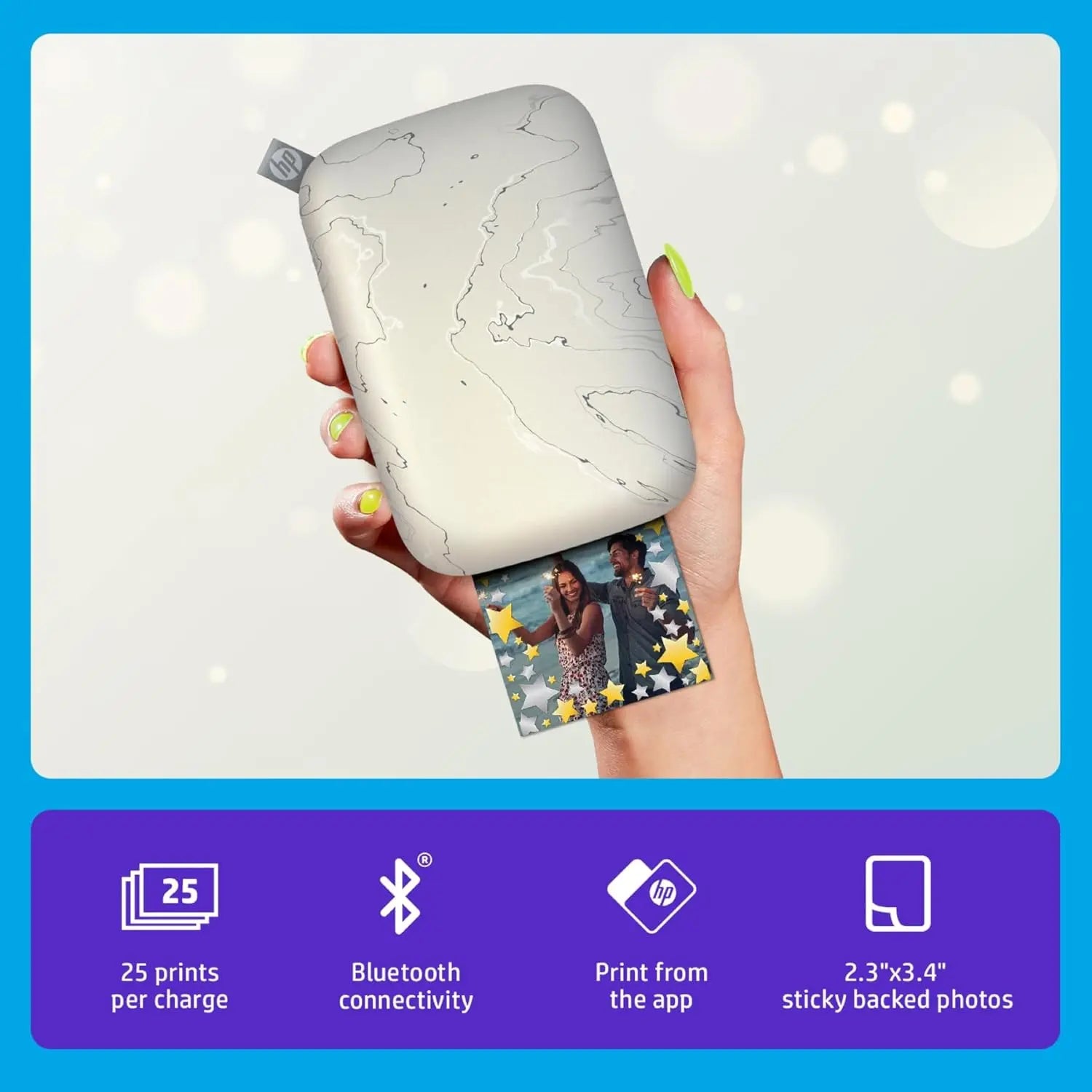 HP Sprocket Select Portable Instant Photo Printer for Android and iOS devices (Eclipse) Prints on 2.3x3.4” Sticky-Backed Zink Photo