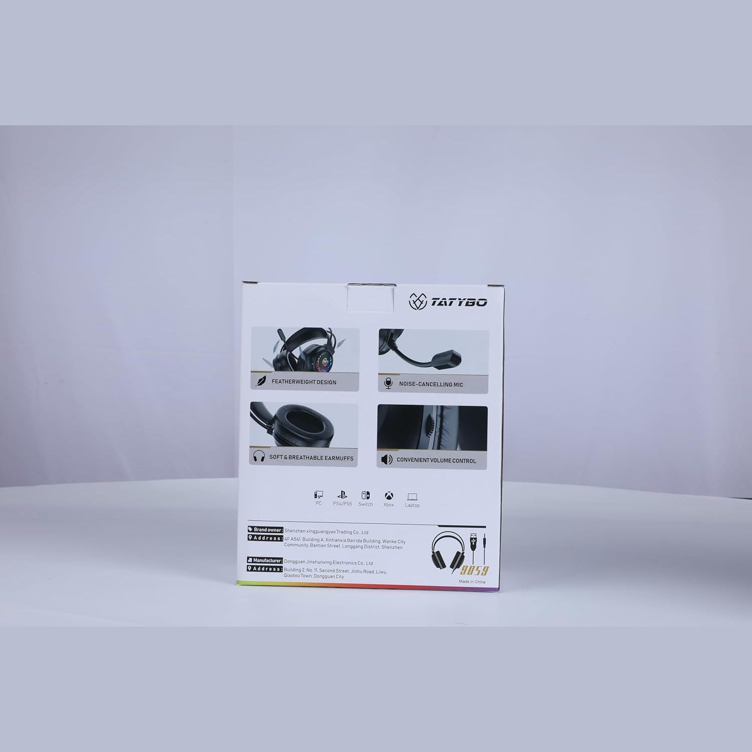 Tatybo Gaming Headset for Ps5 Ps4 Xbox Series X/S, Wired Gaming Headphones for Switch Xbox One PC Stereo Surround Sound Noise Cancelling Mic LED Lights