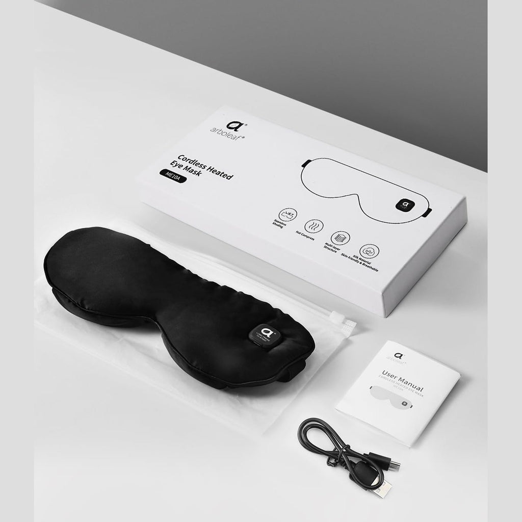 arboleaf Heated Eye Mask for Dry Eyes, Cordless Rechargeable Warm Eye Compress, Temperature Control, Light Blocking, Washable Cover & Travel, 1000mAh Rechargeable Battery