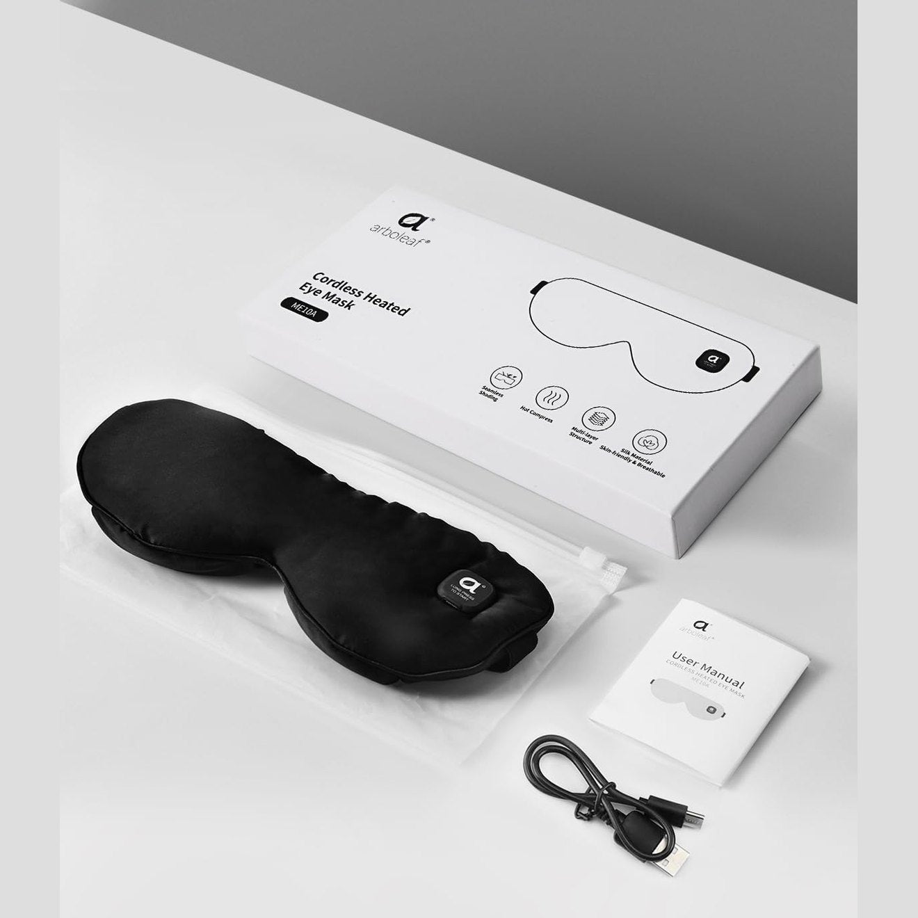 arboleaf Heated Eye Mask for Dry Eyes, Cordless Rechargeable Warm Eye Compress, Temperature Control, Light Blocking, Washable Cover & Travel, 1000mAh Rechargeable Battery