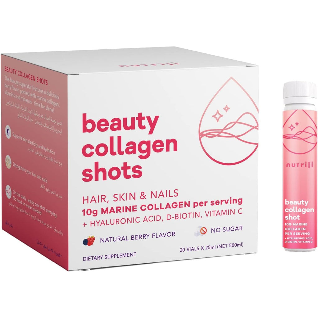 Nutrili Marine Collagen Shots (20) | Hair, Skin & Nails | 10g Marine Collagen, Hyaluronic Acid, Biotin & Vitamin C
