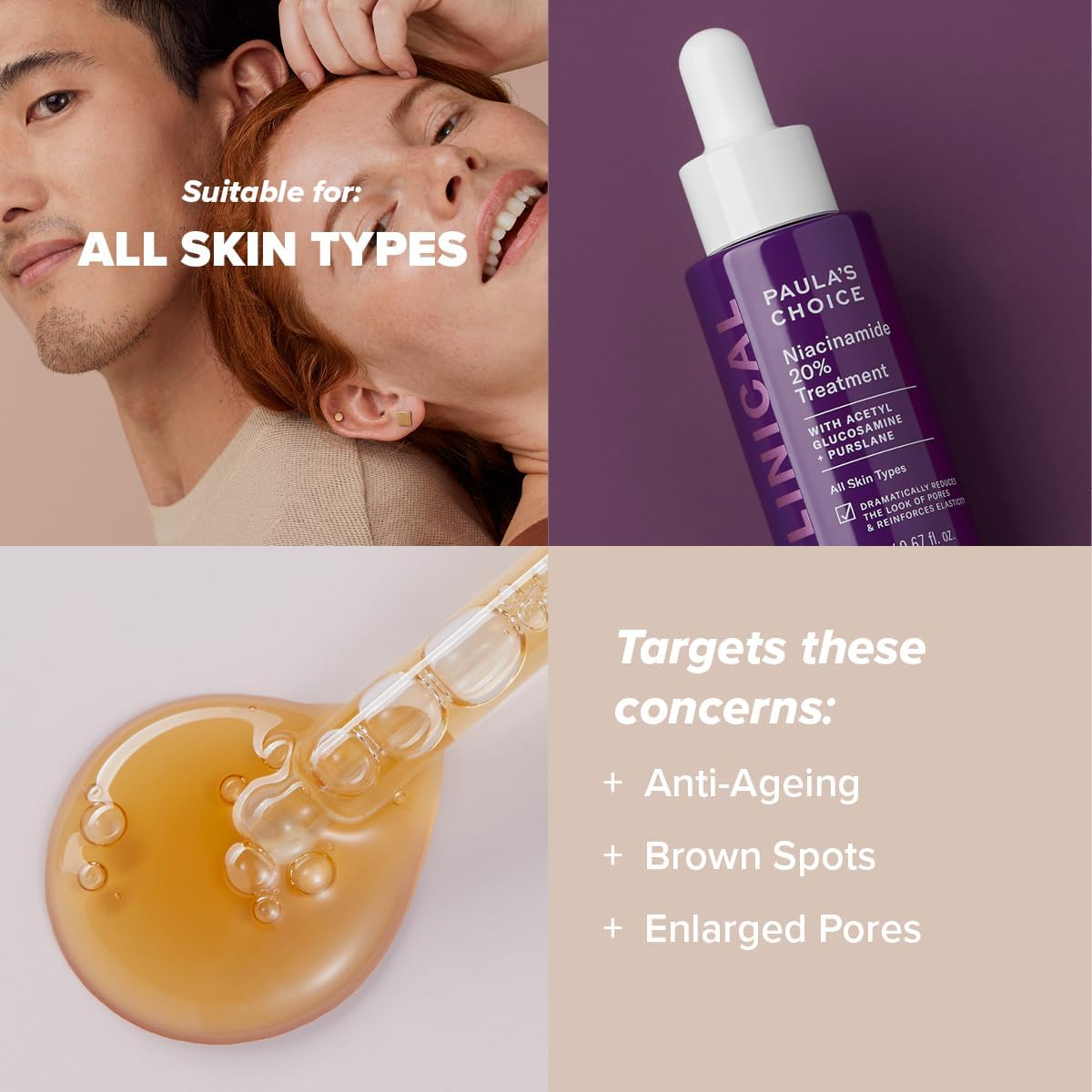 Paula's Choice CLINICAL Niacinamide 20% Treatment - Serum Tightens & Minimises Enlarged Pores - Fades Brown Spots & Brightens Skin with Vitamin C - All Skin Types - 20 ml