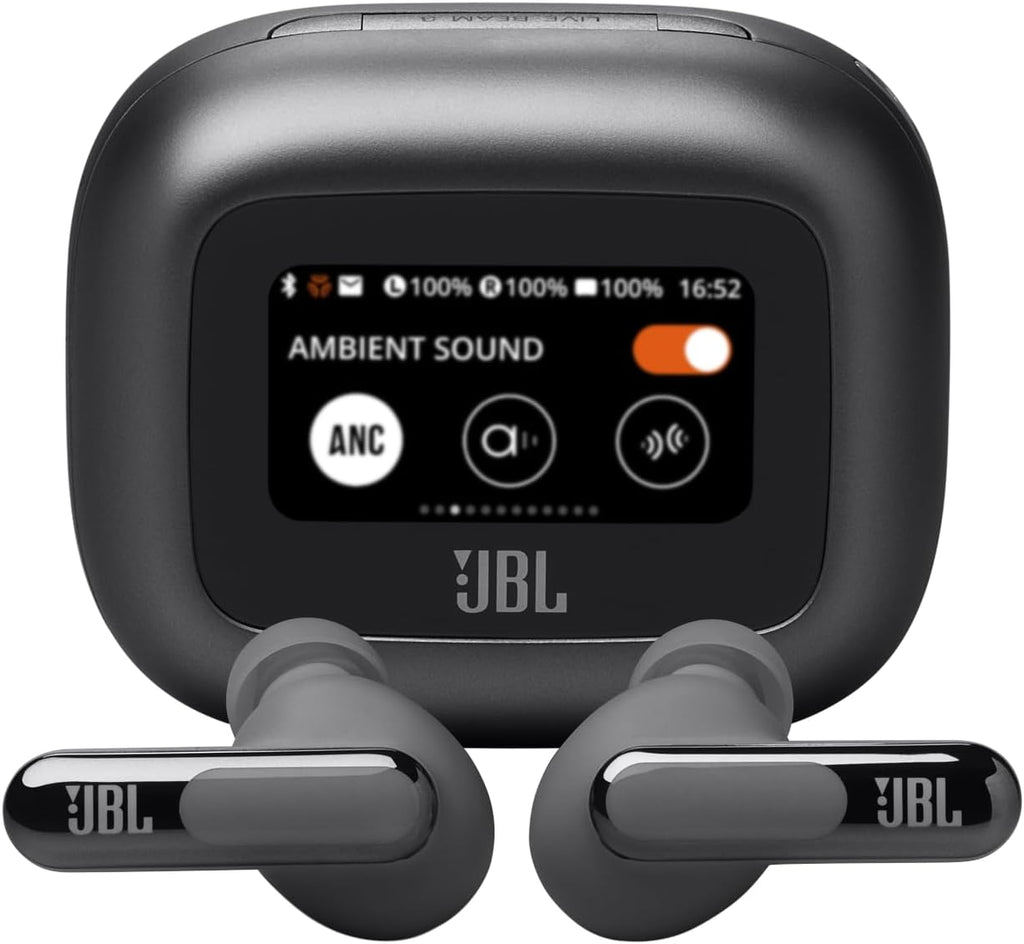 JBL Live Beam 3 Wireless Earbud Headphones with Bluetooth, 48 Hours Battery Life, True Adaptive Noise Cancelling and High Resolution JBL Signature Sound, IP55 Waterproof, with Earplugs, Black
