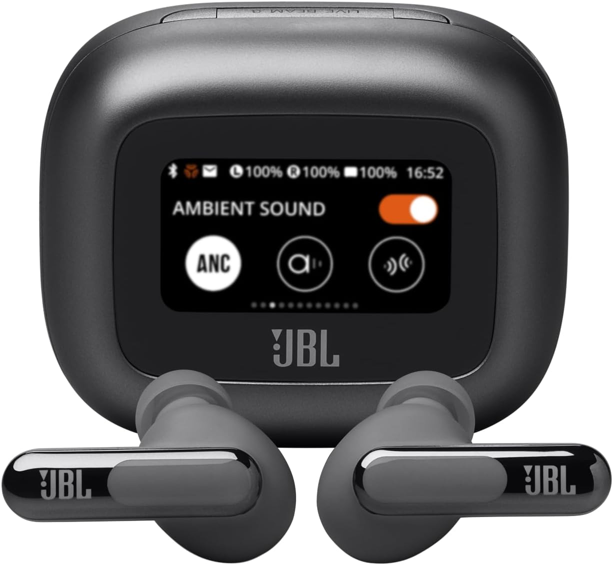 JBL Live Beam 3 Wireless Earbud Headphones with Bluetooth, 48 Hours Battery Life, True Adaptive Noise Cancelling and High Resolution JBL Signature Sound, IP55 Waterproof, with Earplugs, Black