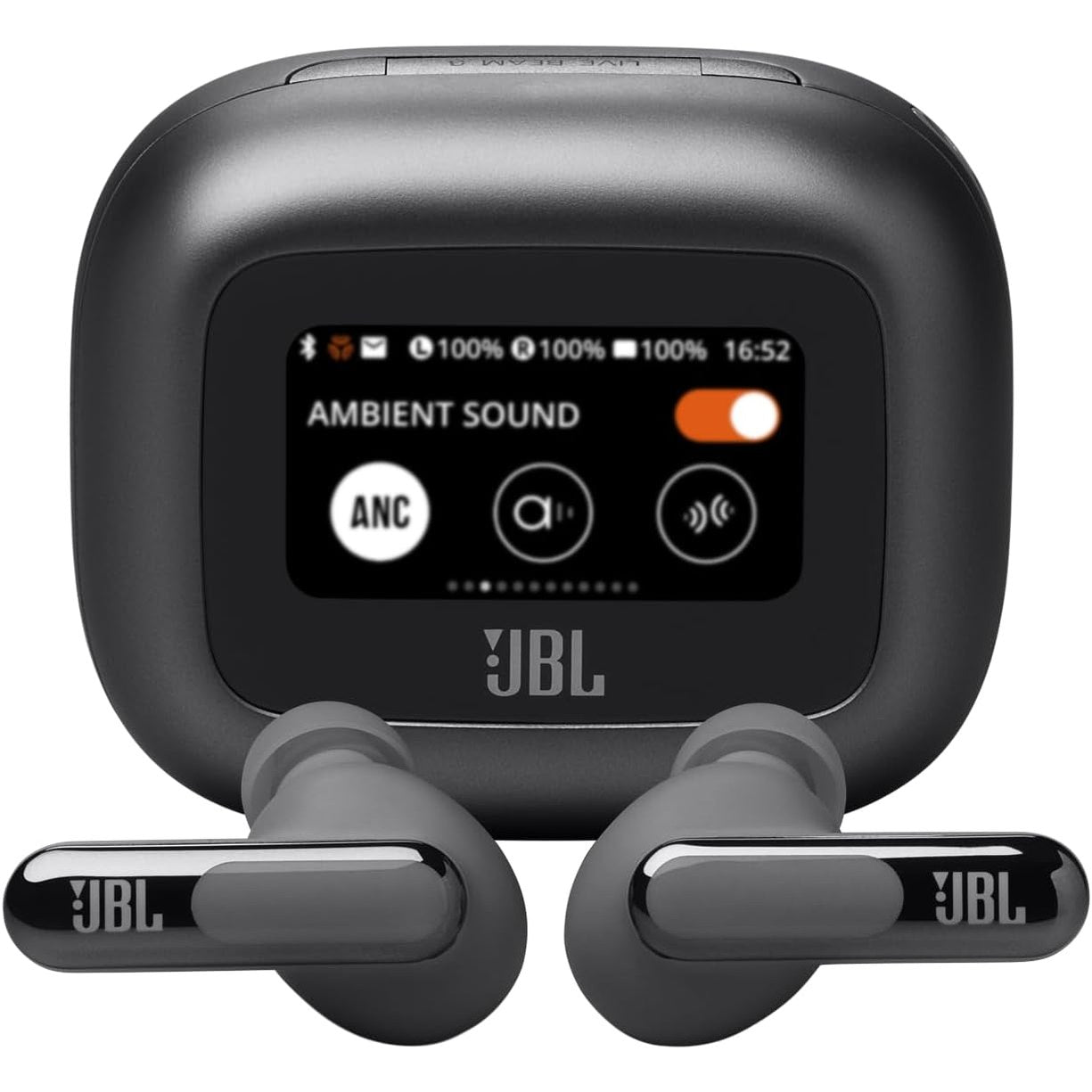 JBL Live Beam 3 Wireless Earbud Headphones with Bluetooth, 48 Hours Battery Life, True Adaptive Noise Cancelling and High Resolution JBL Signature Sound, IP55 Waterproof, with Earplugs, Black