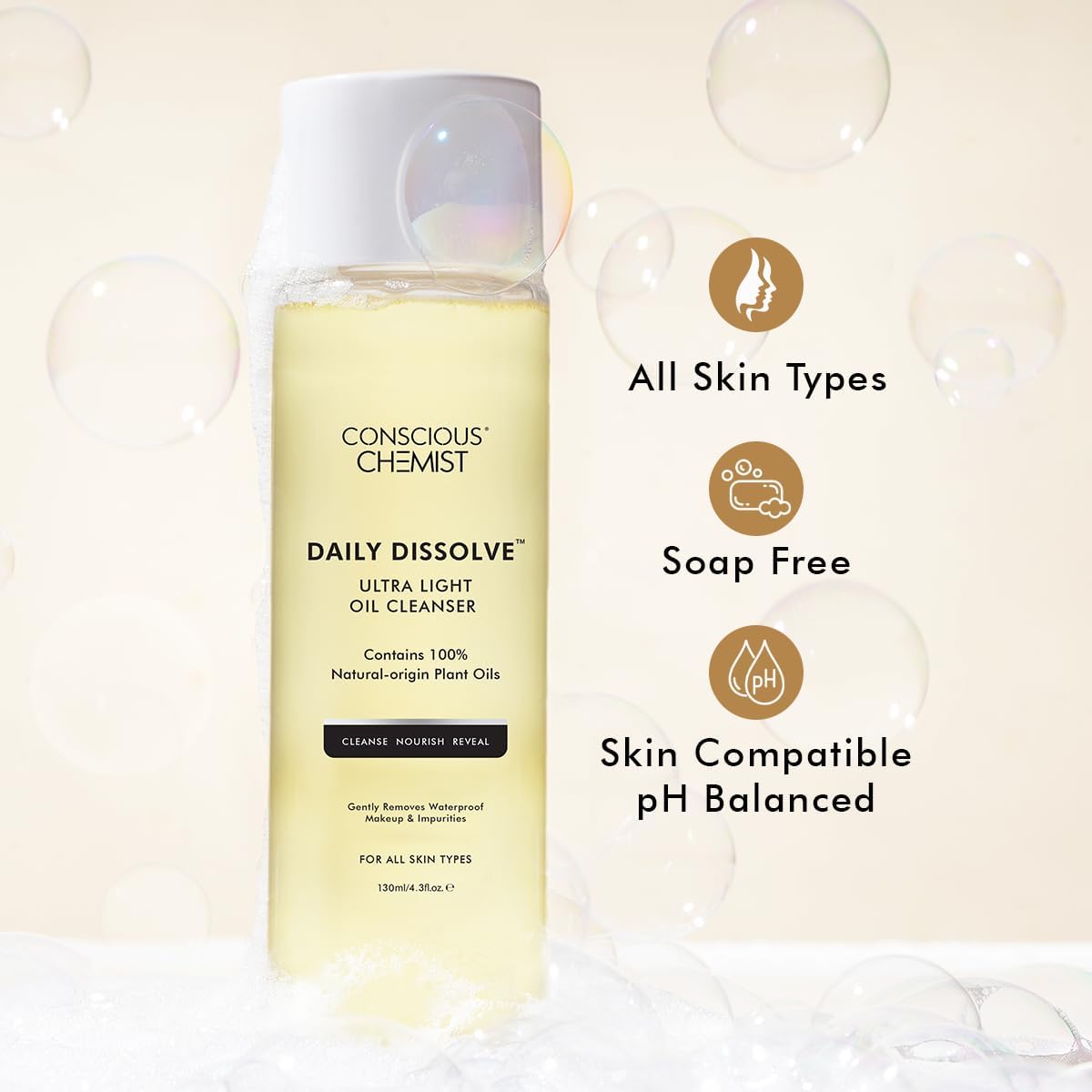 Conscious Chemist® Ultra Light Oil Face Cleanser (100ml) With Olives | Removes Makeup, SPF And Impurities For Soft & Glowing Skin | 100% Natural Oils | Cruelty Free