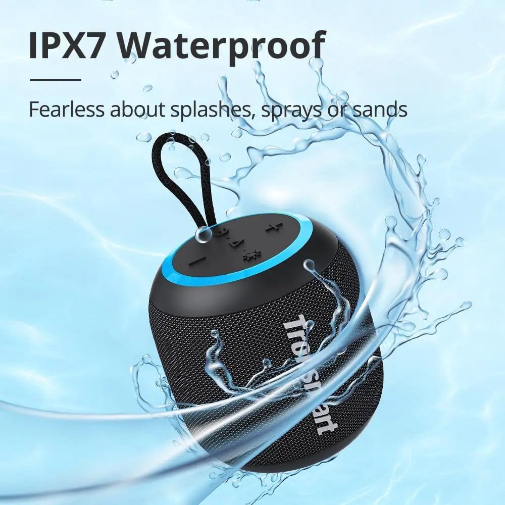 Tronsmart Bluetooth Speaker T7 Mini 15W, Portable Wireless Speaker with LED Lights Stereo Sound IPX7, AUX, Micro SD, TF Card