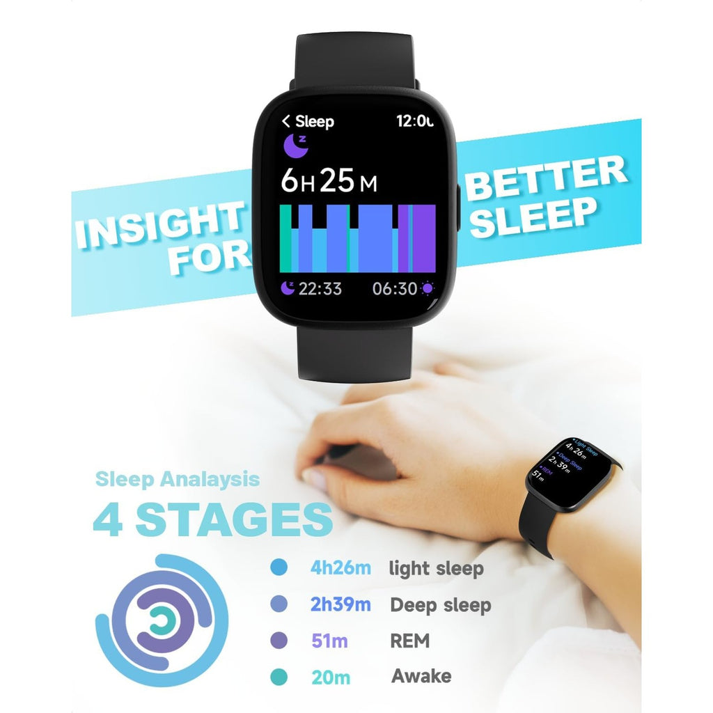 TOOBUR Smart Watch for Women Men, Alexa Built-in, Answer/Make Calls, 1.83" Fitness Tracker Watch with Heart Rate Monitor, Sleep Tracker, Pedometer, IP68 Waterproof Smartwatch Compatible Android iOS