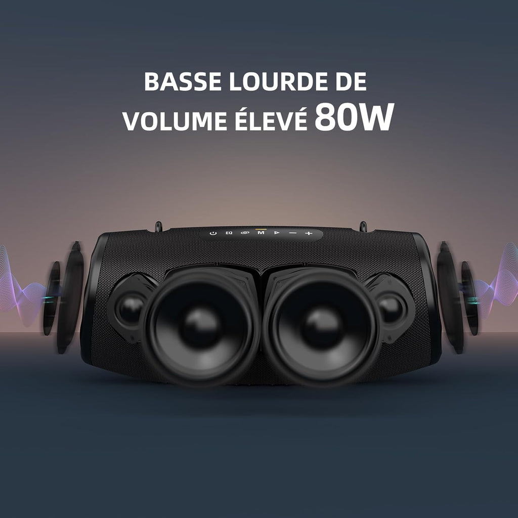 ZEALOT Bluetooth Speaker, 80W Bluetooth Speaker with Boost Bass, Waterproof IPX6, LED Light, Power Bank, Bluetooth 5.2, Outdoor, Camping Bluetooth Speaker