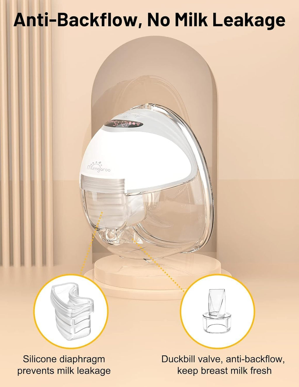 Wearable Breast Pump Hands Free, LED Display Hands Free Breast Pump, 3 Modes & 12 Levels Mumgaroo Ultra-Quiet Rechargeable Breast Pump, Multifunctional Portable Electric Breast Pump, 2 Pack