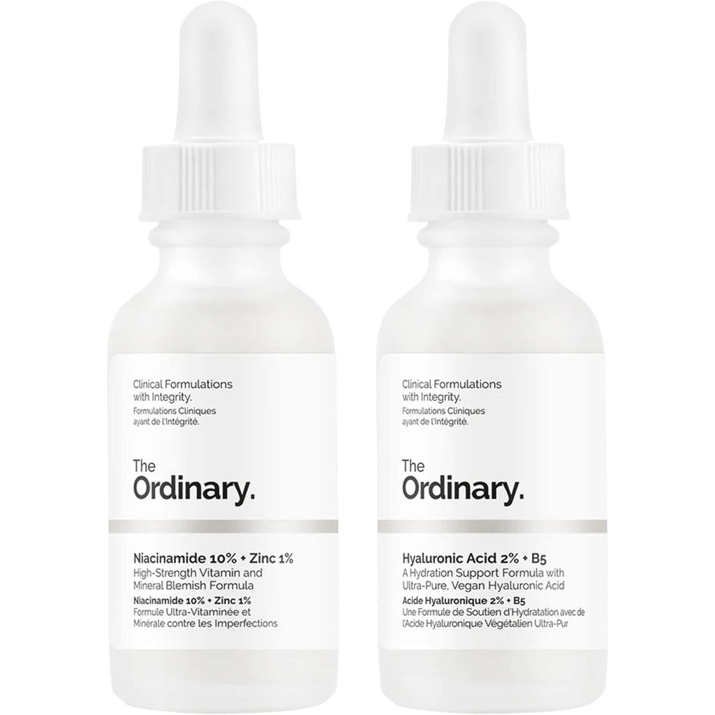 The Ordinary Hyaluronic Acid with 2% + B5 (30 ml) and Niacinamide 10% + Zinc 1% (30 ml) Bundle Face Care Set