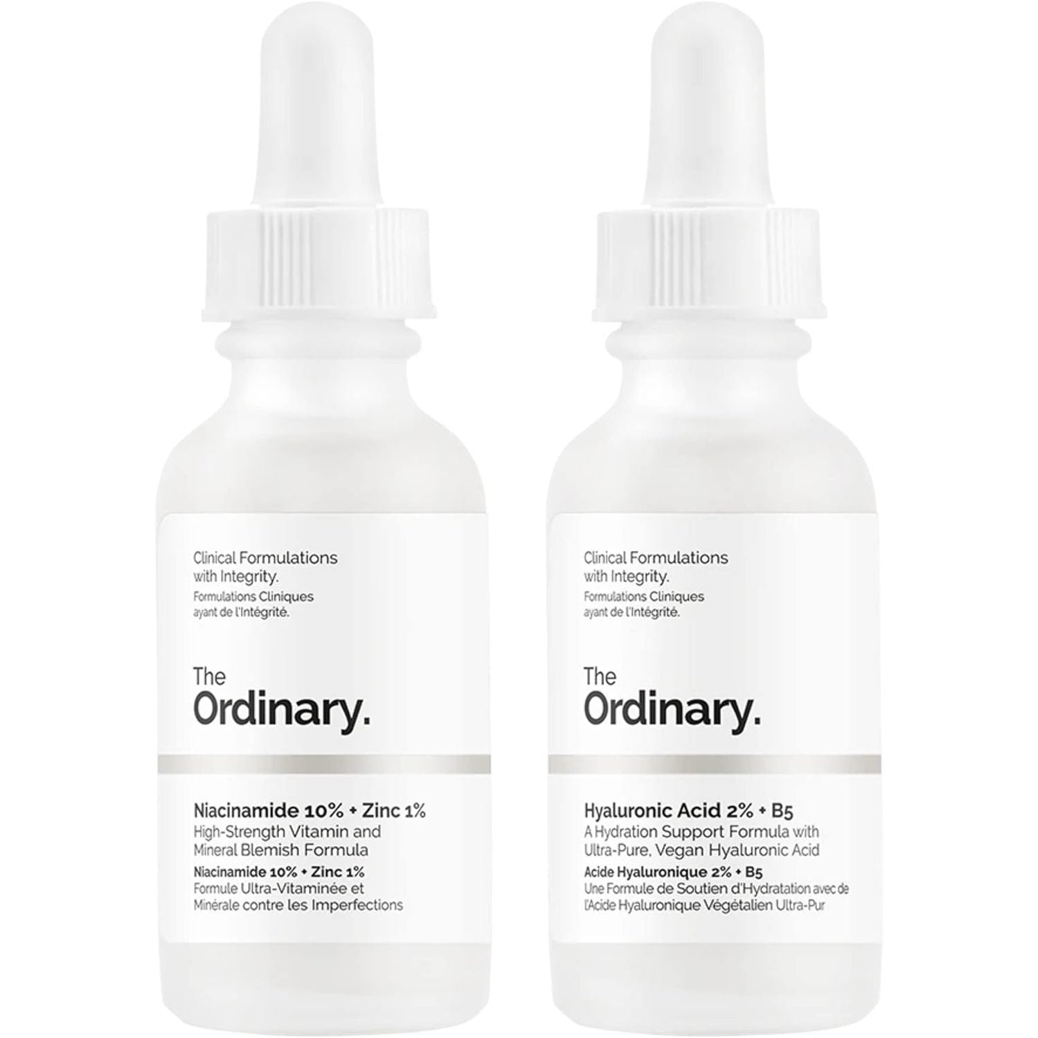 The Ordinary Hyaluronic Acid with 2% + B5 (30 ml) and Niacinamide 10% + Zinc 1% (30 ml) Bundle Face Care Set