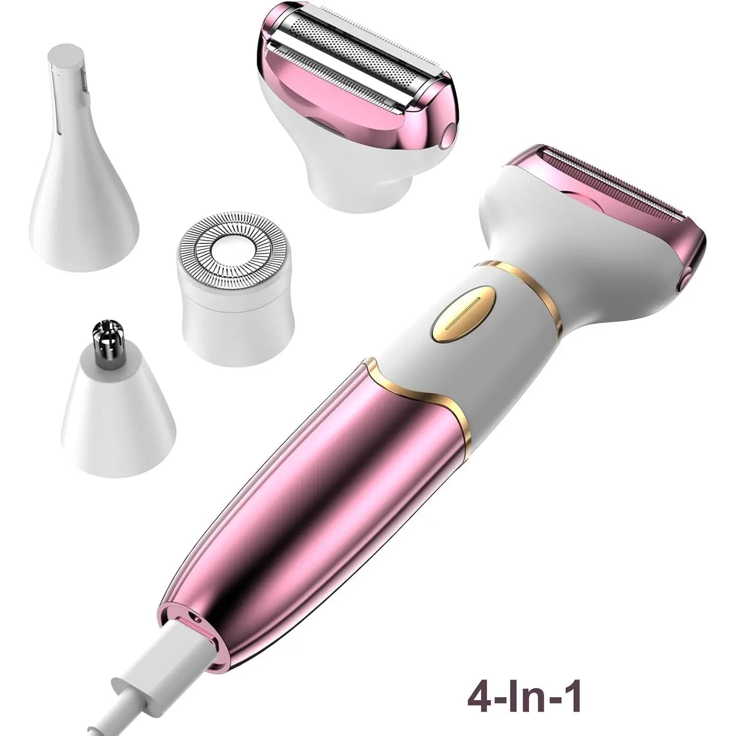 Koeutoze 4-in-1 Electric Women's Shaver with Digital Display, IPX7 Waterproof, Facial Hair Remover for Women, Intimate Shaver for Face, Intimate Area, Armpits, Legs, USB Charging