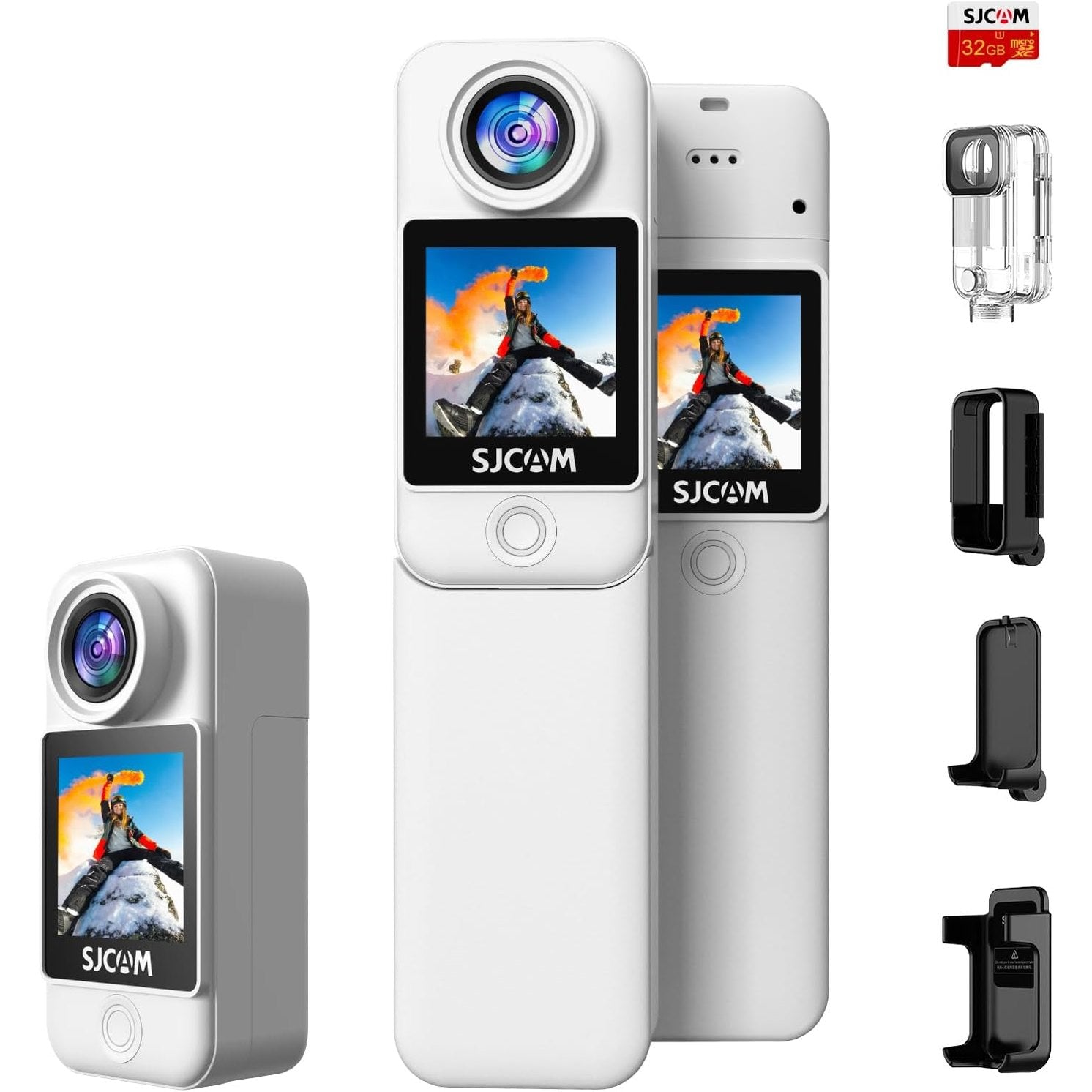 SJCAM C300 Action Camera 4K30fps, 1.33 Inch Dual Touchscreen Sports Camera, 2.4G/5G Dual WiFi 20MP Helmet Camera, 6-axis EIS Underwater Camera 30 m Waterproof with 2800 + 1000 mAh Dual Battery