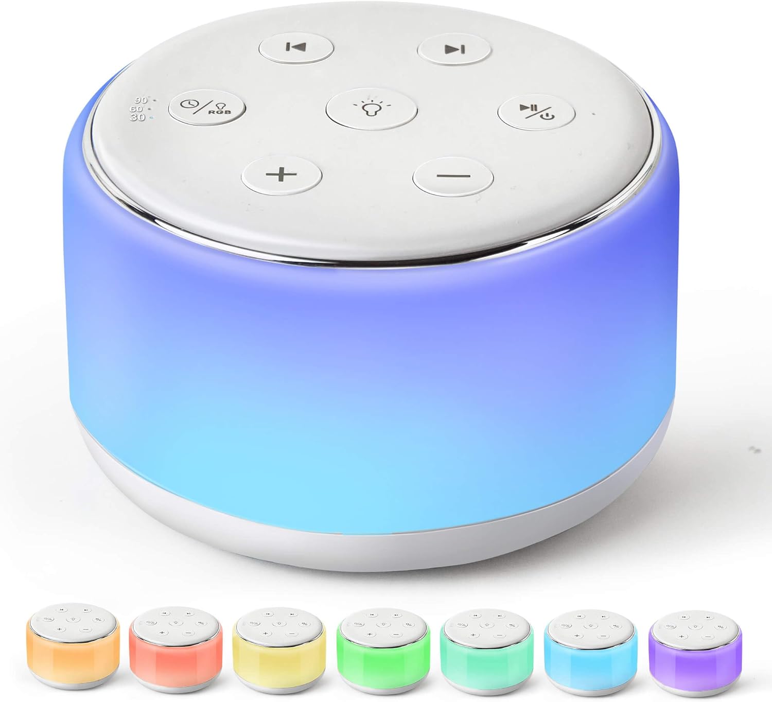 FamiSym White Noise Sound Machine Baby - 34 Soothing Sounds, Rechargeable, Portable, Night Light, Sleep Aid for Baby, Kids, Adults