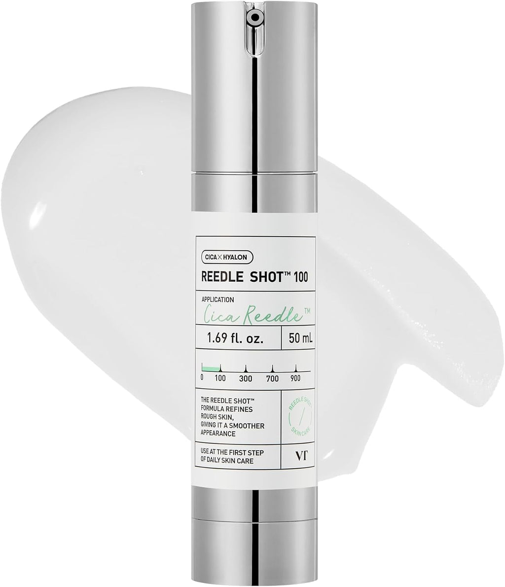 VT COSMETICS CICA Reedle Shot 100, Spicule Microneedling Serum for Pore Care & Exfoliation, Exosome, Centella Asiatica for Glass Skin, Skin Texture, Korean Liquid Skin Booster (1.69 Fl Oz / 50ml)