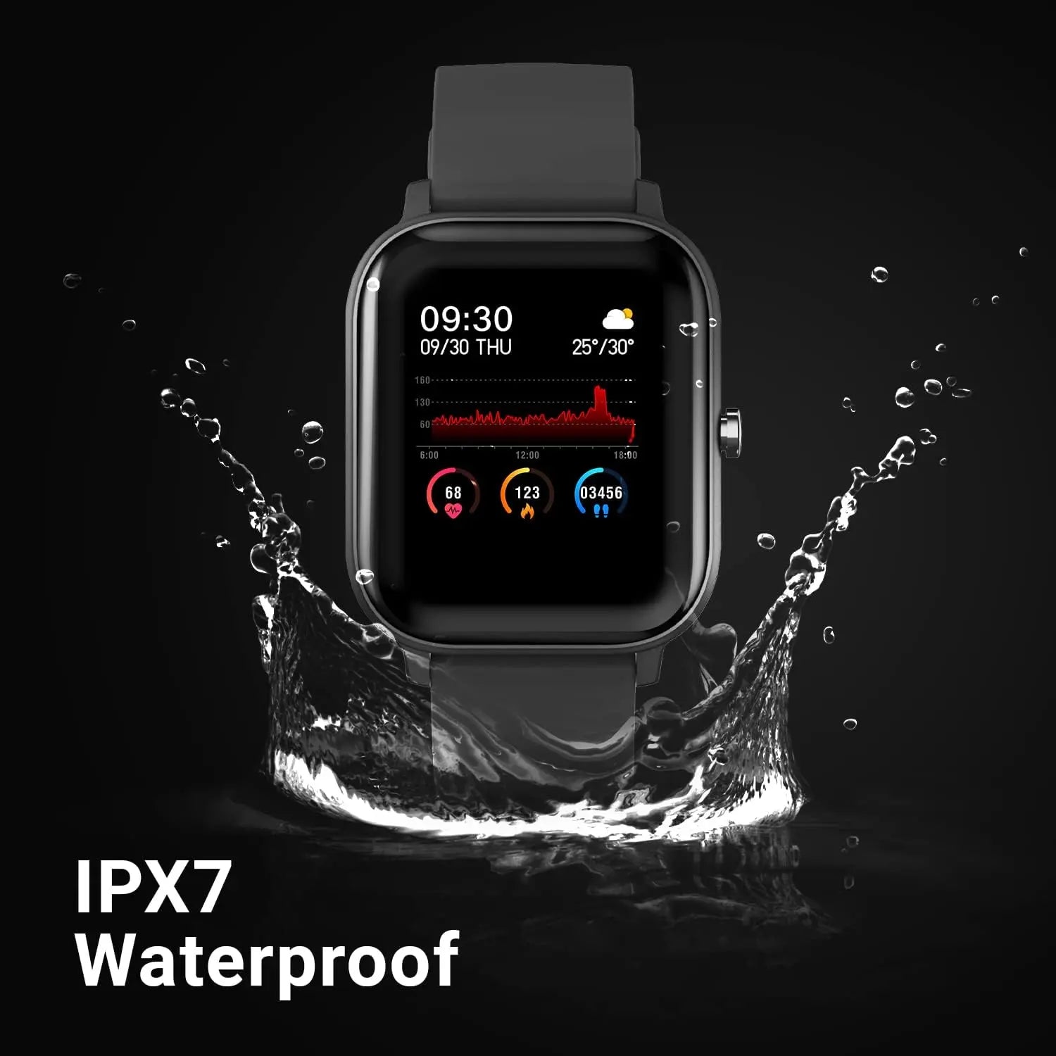 Fire-Boltt Spo2 Full Touch Smart Watch 8 Days Battery Life Compatible With Android And Ios Ipx7 Heart Rate, Bp, Fitness Sports Tracking, 1.4" Black