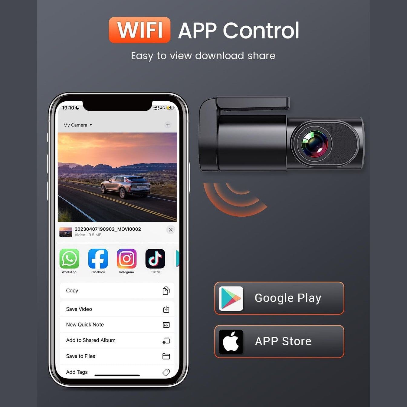 BESTSEE Dash Cam Front, 1080P Mini WiFi DashCam for Cars, Car Camera Dash with 0.96" mini screen Parking Monitor, Super Night Vision, 170° Wide Angle, App Control, G-Sensor, Easy Installation