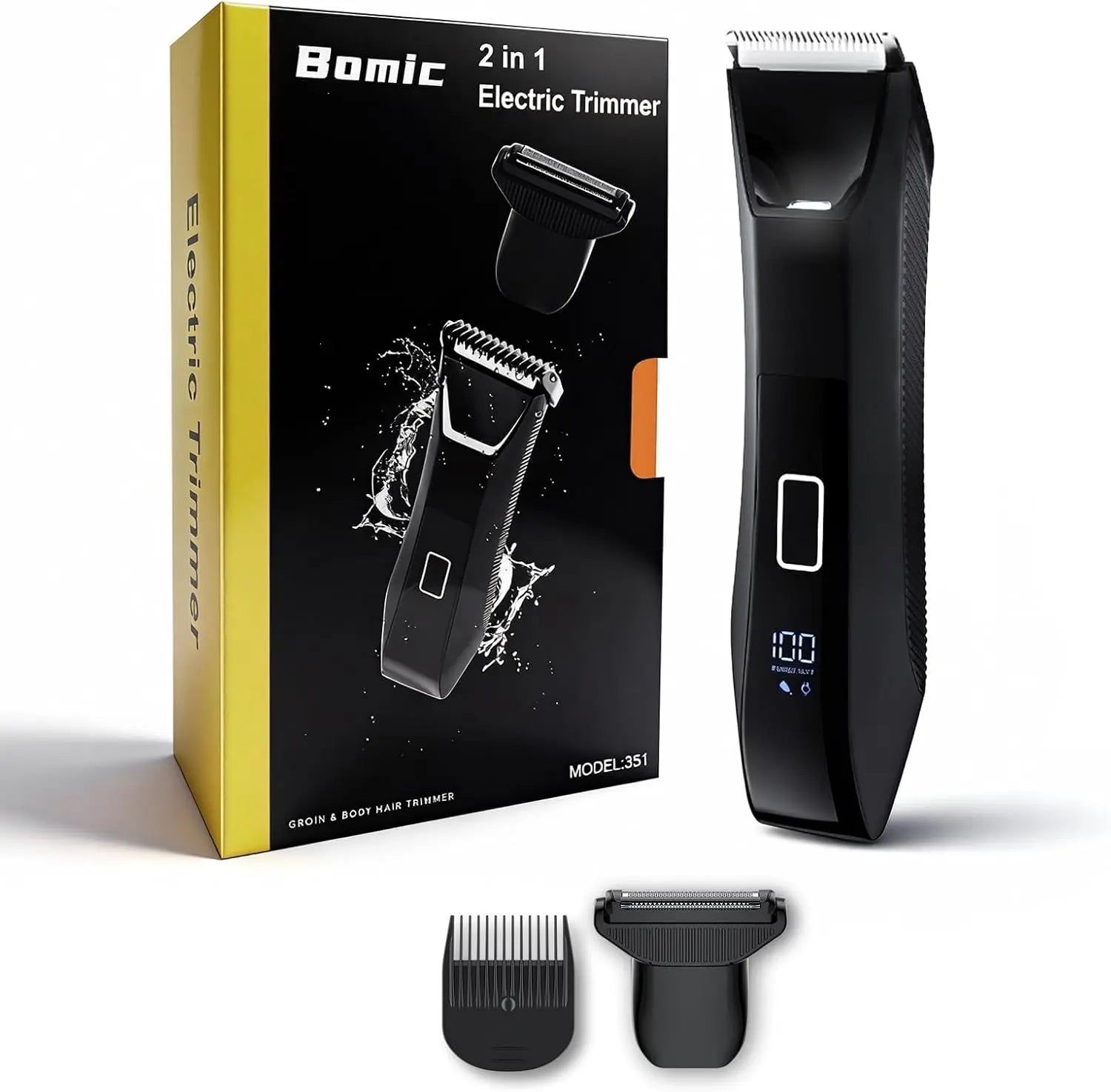 Manscape Ball Trimmer for Men, 2-in-1 Body Hair Trimmer and Groin Hair Shaver -Dual-Head Trimmer for No-Nick Shaving, Smooth Grooming, Lightweight with Travel Lock, IPX7 Waterproof, LED Display