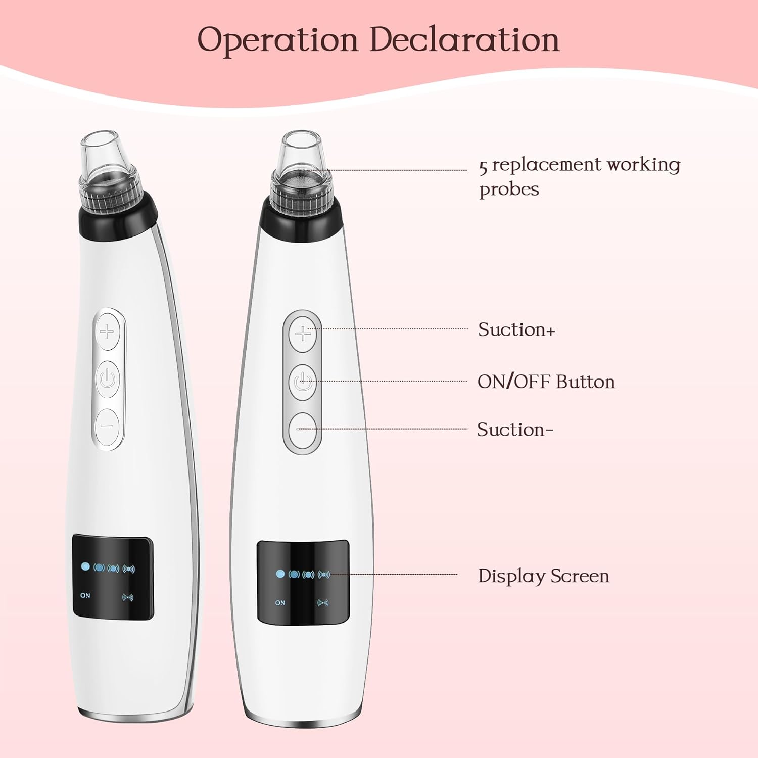 LENND Blackhead Remover Pore Vacuum, Blackhead Extractor Tool Facial Pore Cleaner Electric Comedone Whitehead Extractor Tool-5 Suction Power,5 Probes,USB Rechargeable Blackhead Vacuum Kit