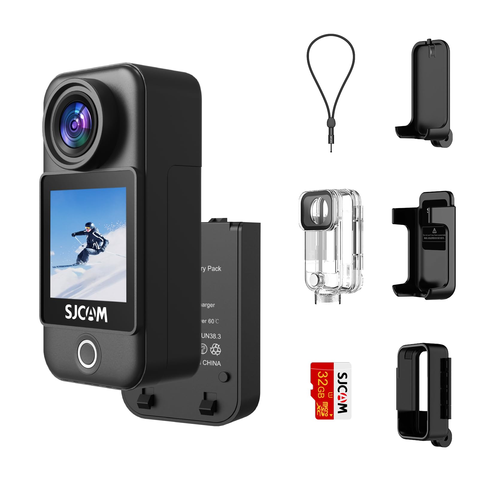 SJCAM C300 Action Camera 4K30fps, 1.33 Inch Dual Touchscreen Sports Camera, 2.4G/5G Dual WiFi 20MP Helmet Camera, 6-axis EIS Underwater Camera 30 m Waterproof with 2800 + 1000 mAh Dual Battery