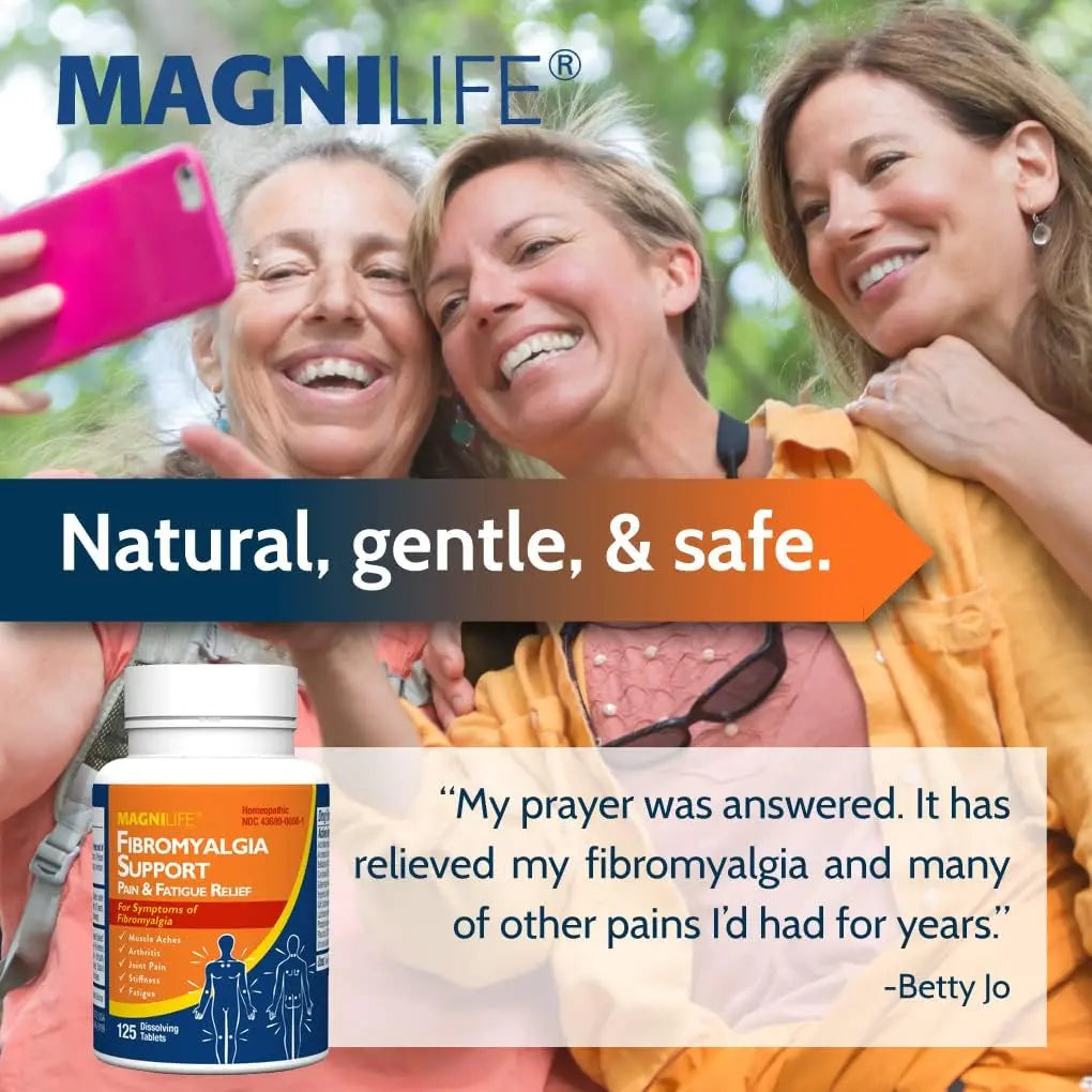 MagniLife Fibromyalgia Support, 125 Count, Homeopathic Pain Reliever for Arthritis, Muscle Aches, Weakness & Sensitivity, Targeted Pain & Stiffness Relief, Quick-Dissolving Fast-Acting Tablets