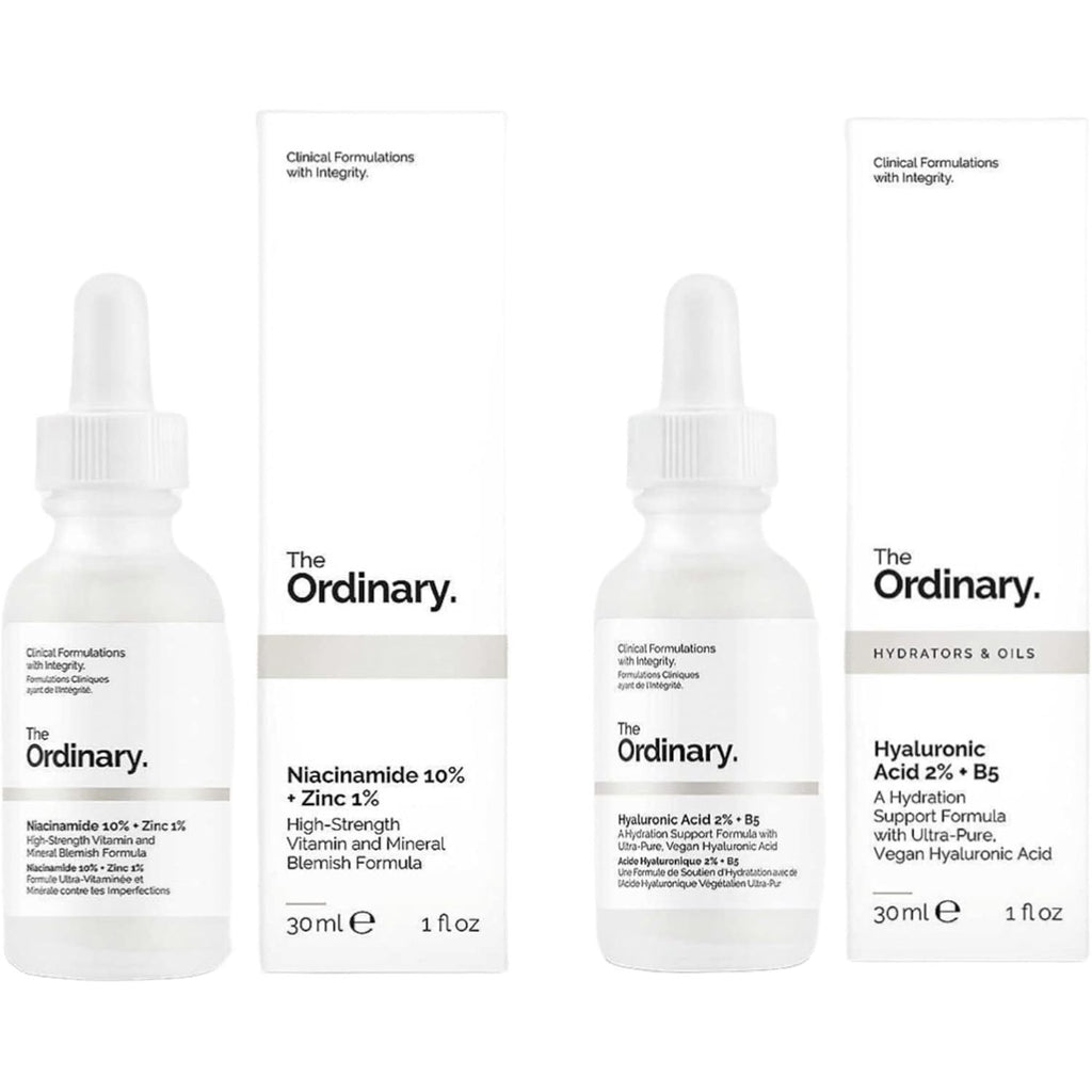 The Ordinary Hyaluronic Acid with 2% + B5 (30 ml) and Niacinamide 10% + Zinc 1% (30 ml) Bundle Face Care Set