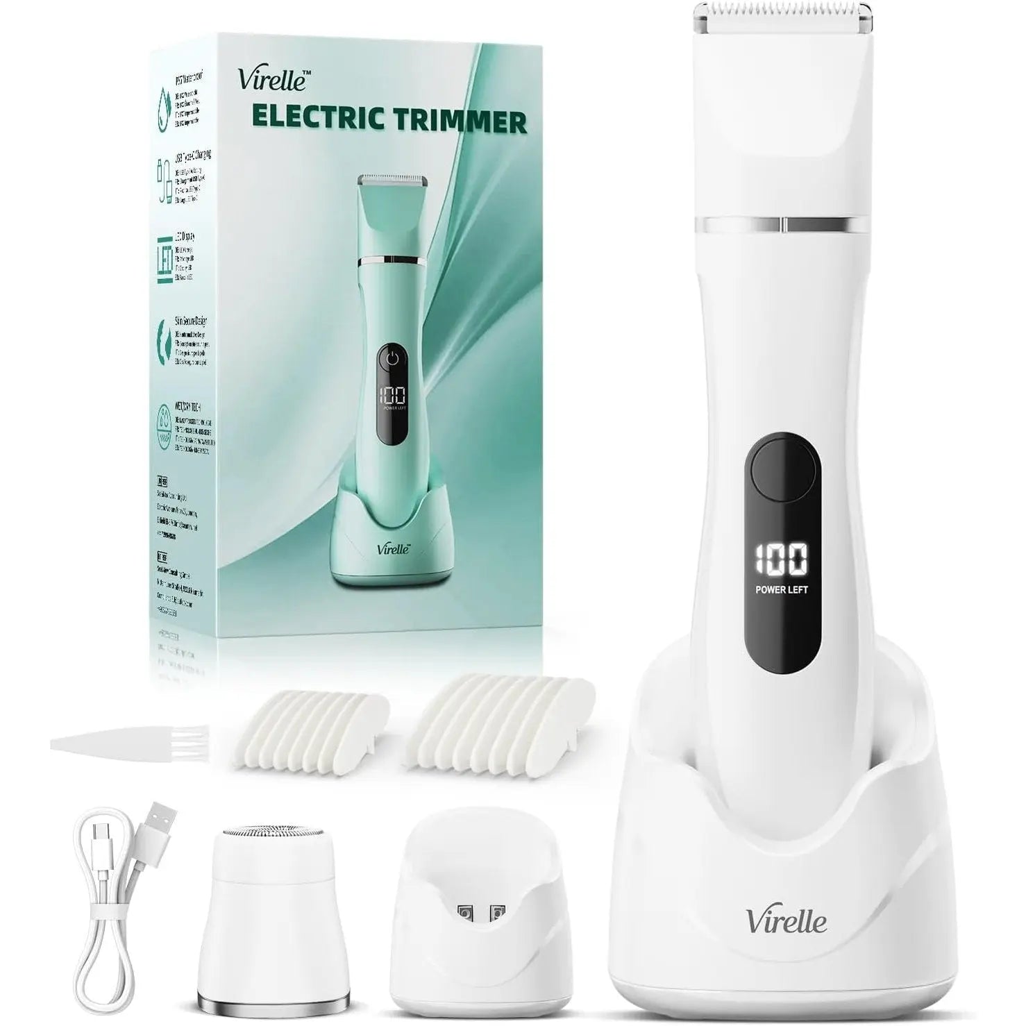 Women's Intimate Area, All-In-One Waterproof, Intimate Shaver for Women (Face, Arms & Body), Women's Shaver, Electric Bikini Trimmer with LED Display, USB Charging Station, Birthday Gifts