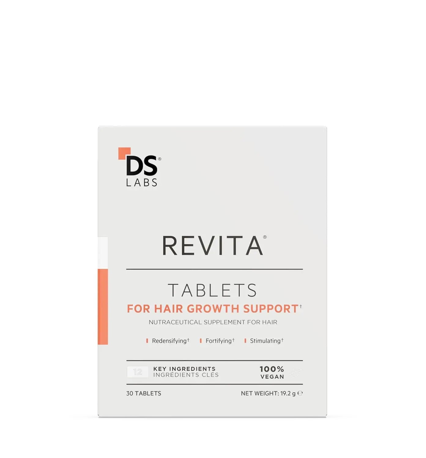 DS Labs for Men & Women Revita Hair Density Support Tablets - Daily Hair Wellness Supplement with Biotin, Zinc, Iron, Vitamin D, Magnesium & Melatonin, 30 Tablets