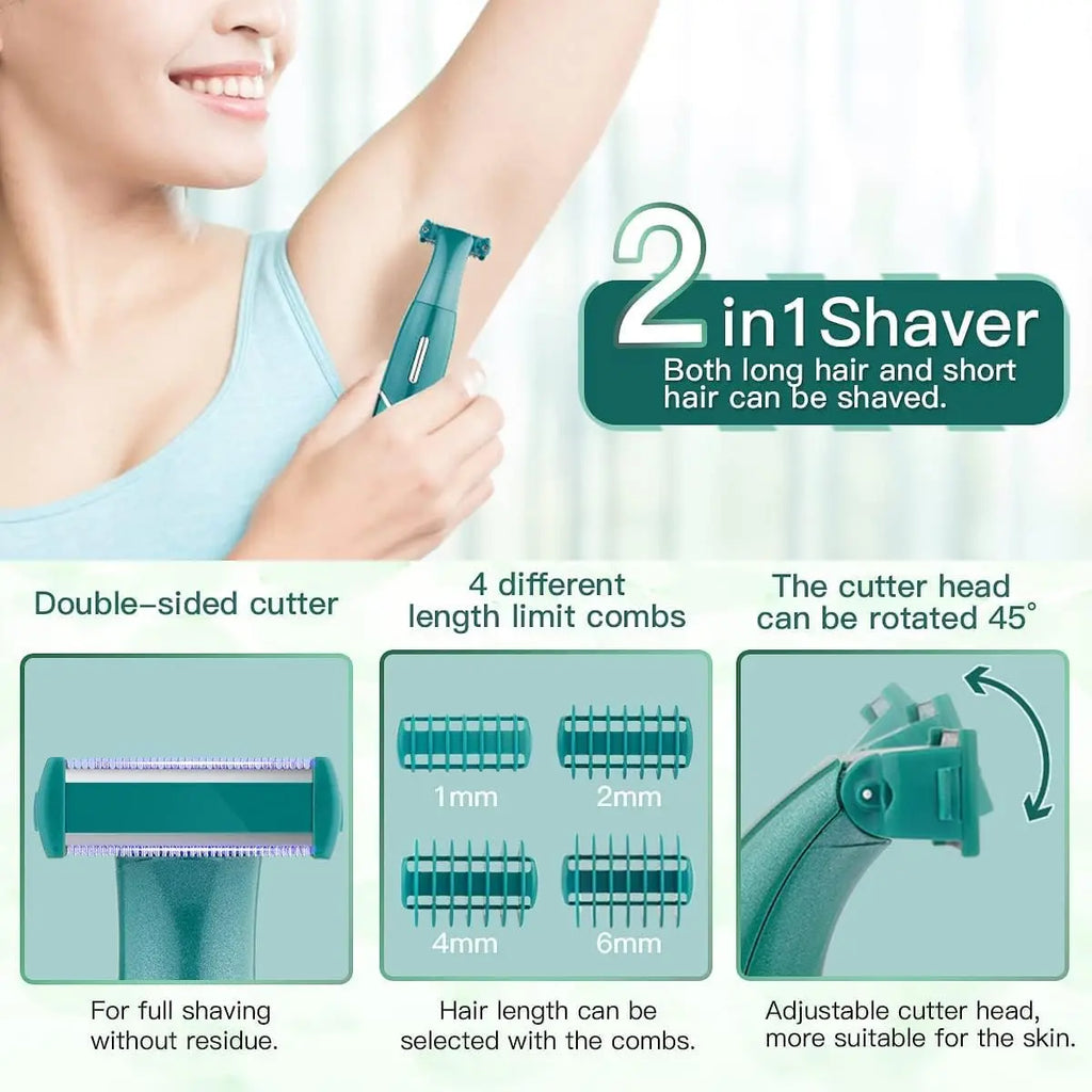 Electric Razor for Women, 4 in 1 Womens Electric Razor, Cordless Protable Body Hair Removal for Eyebrow Face Nose Legs Underarms and Bikini Line, Personal Womens Shaver Set for Wet and Dry