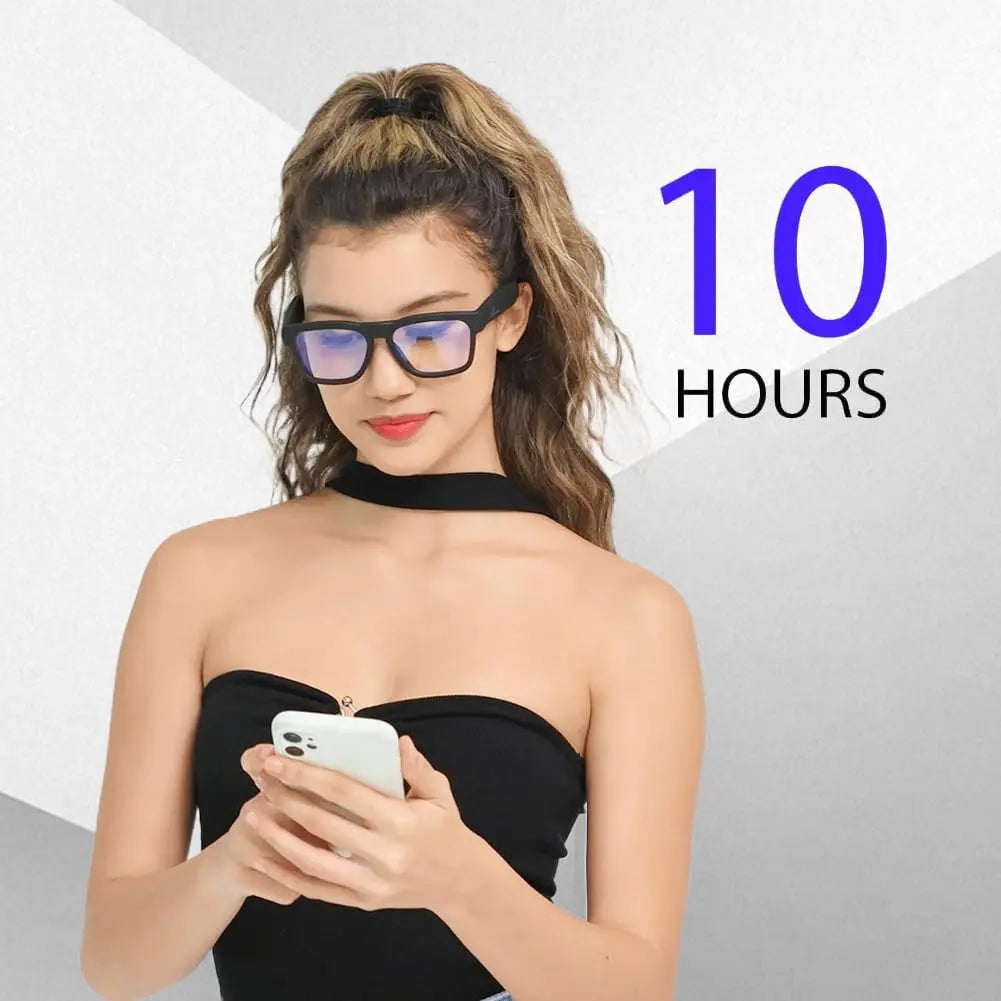 OhO sunshine Smart Glasses,Safety Glasses with Bluetooth Speaker,Indoor/Outdoor UV Protection and Voice Control,Unisex(Blue Light Lens)