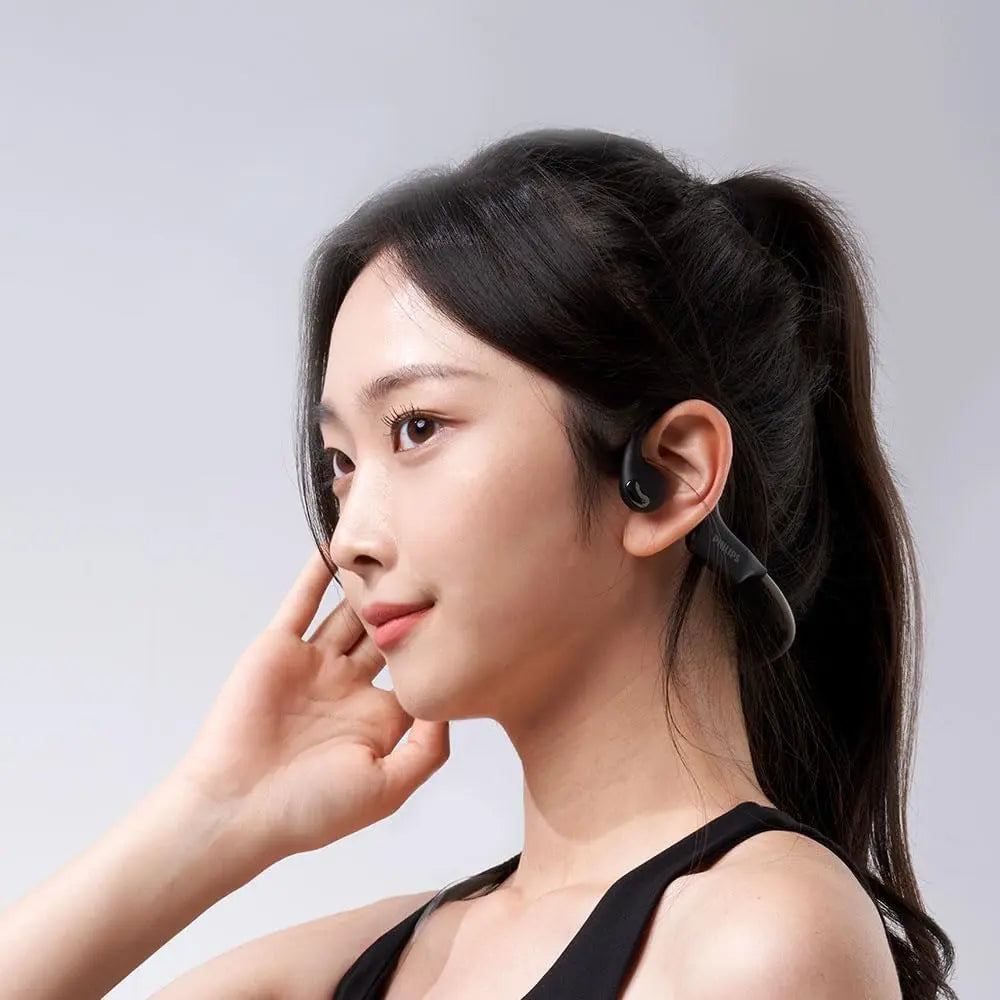 PHILIPS Open-ear wireless sports headphones | True Wireless Headphones | Powerful Bass with 6 mm Driver | AI Mic | 15-Hour Battery Life | Ergonomic Design for Comfort